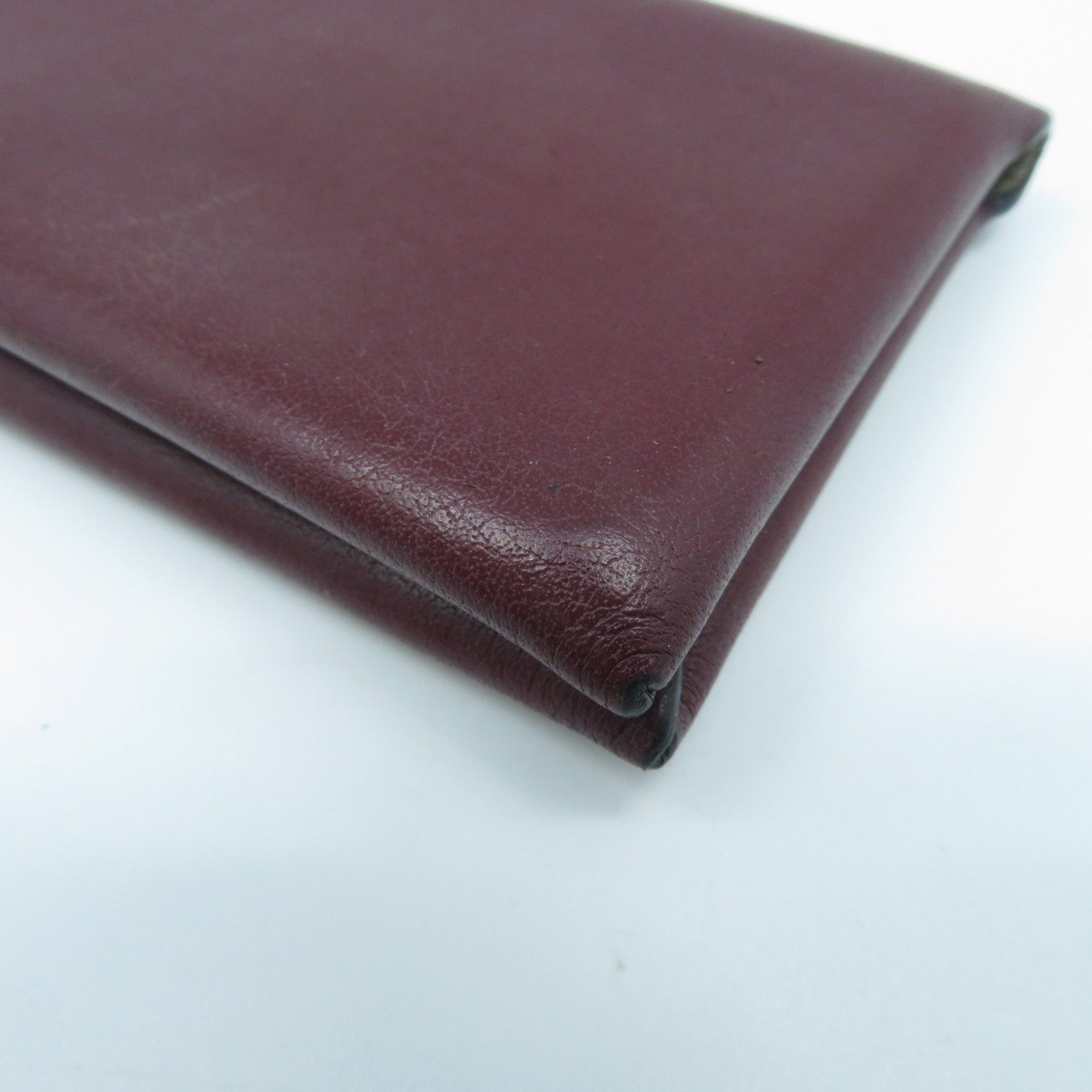 LOEWE 牛皮皮革Card Case金扣卡片套暗紅色