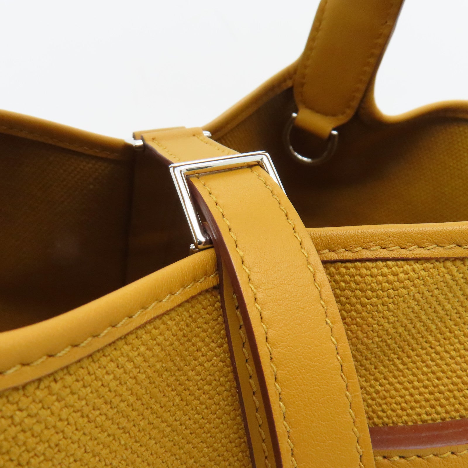 HERMES 帆布Picotin PM Cargo銀扣手挽袋啡色