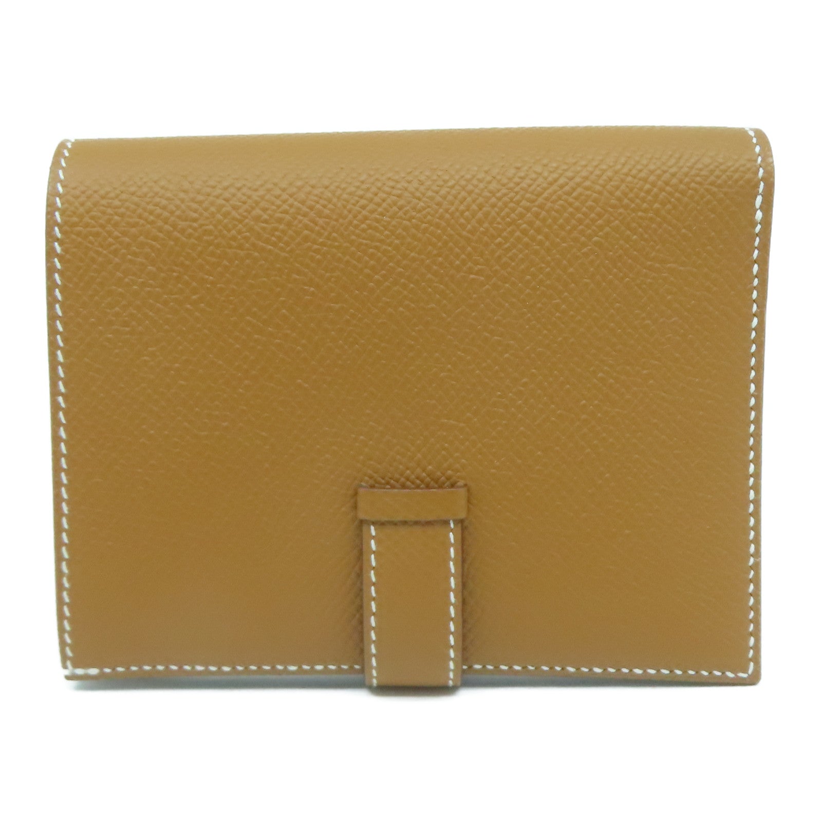 HERMES Epsom皮革Bearn W Snap銀扣錢包Gold經典駝色