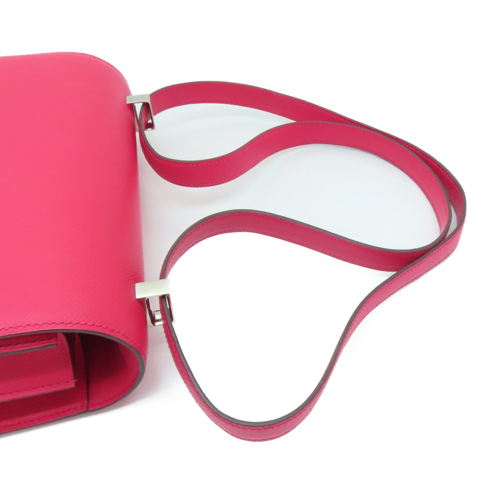 HERMES Epsom皮革Constance 24银扣肩背袋Rose Extreme/桃红色