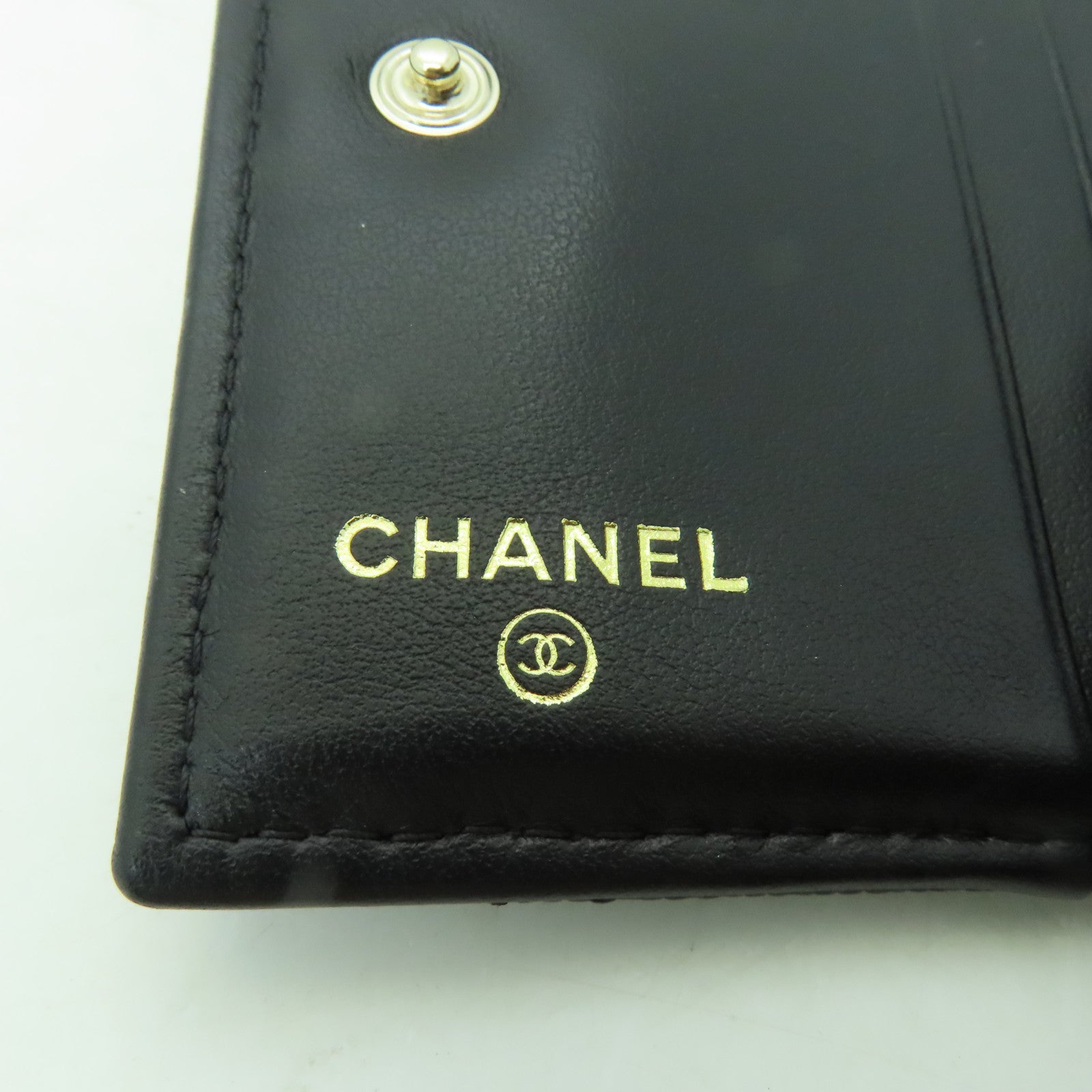 CHANEL 菱格Caviar皮革Wallet金扣錢包黒色