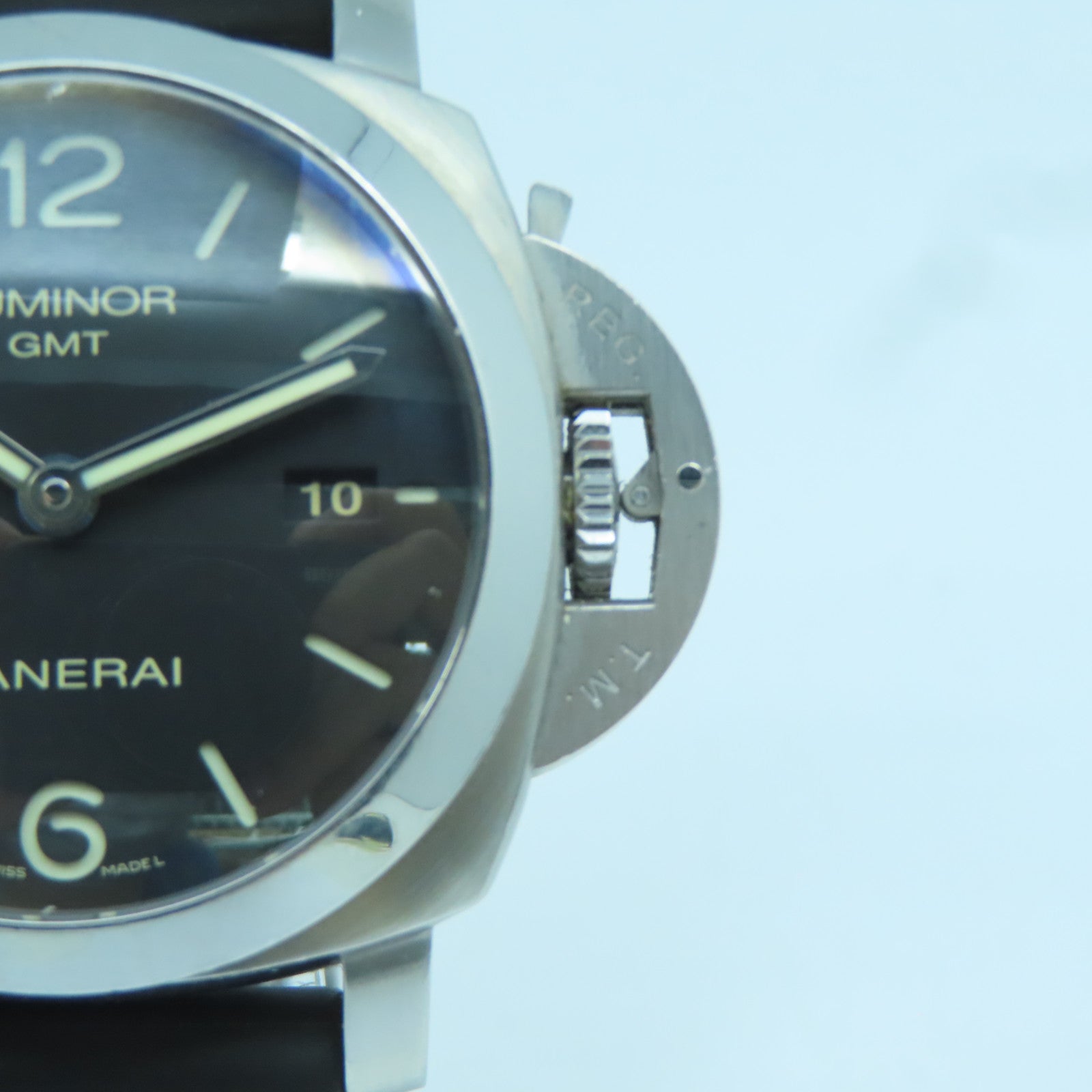 PANERAI 不銹鋼Luminor GMT 44mm橡膠帶手錶黑色