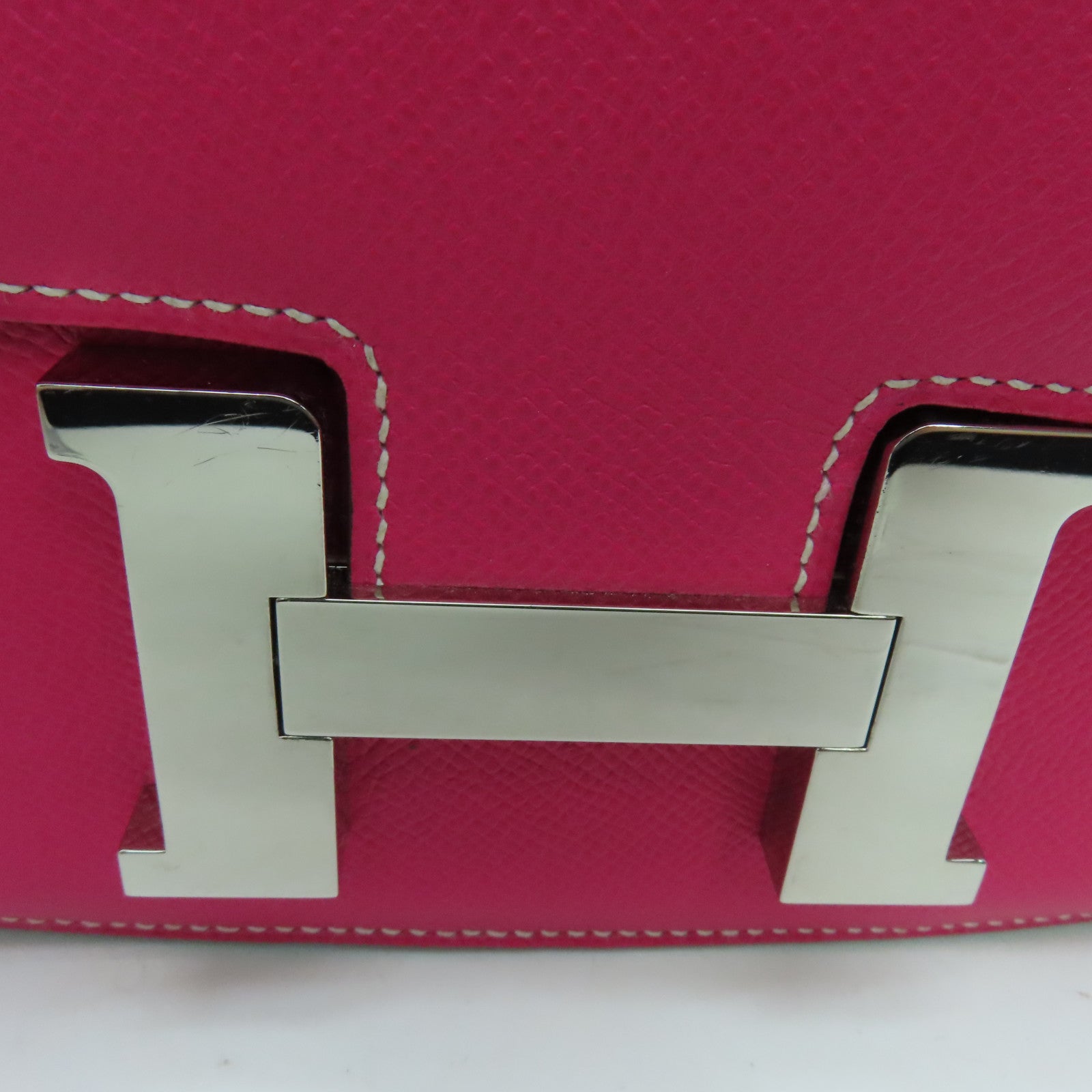 HERMES Epsom leather Constance 24 2 way Shoulder silver buckle handle shoulder bag pink