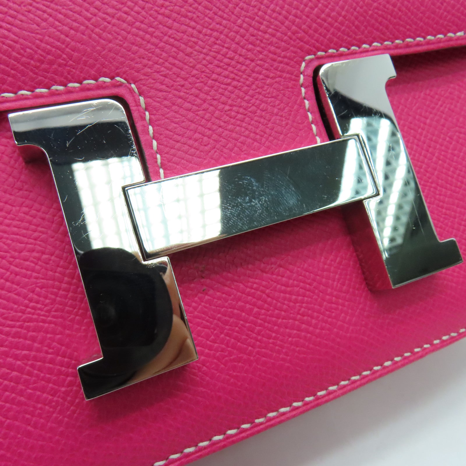 HERMES Epsom leather Constance 24 2 way Shoulder silver buckle handle shoulder bag pink