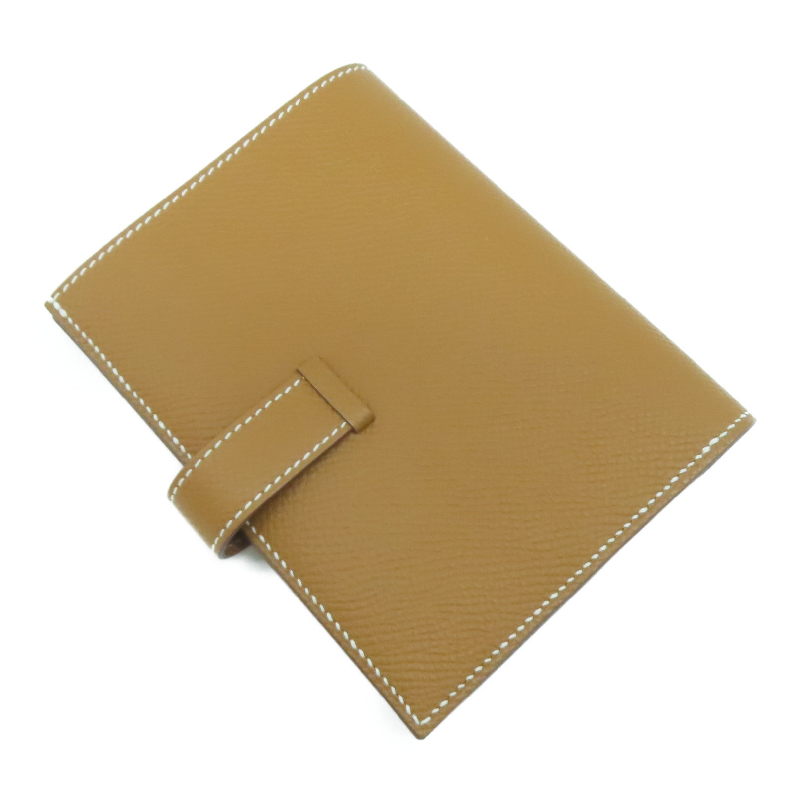 HERMES Epsom皮革Bearn W Snap銀扣錢包Gold經典駝色