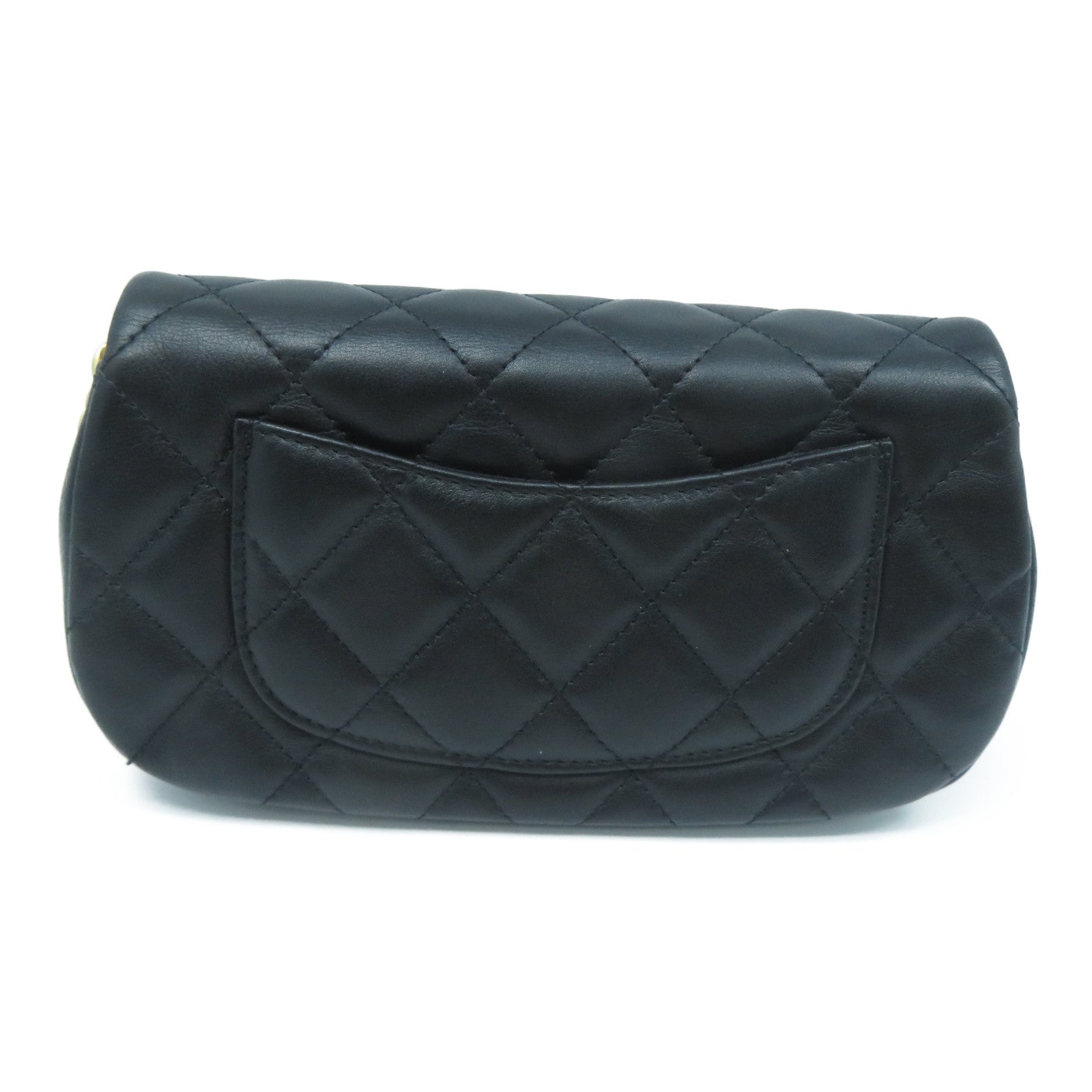 CHANEL 菱格牛皮皮革Clutch with chain金扣鏈帶肩背袋黑色