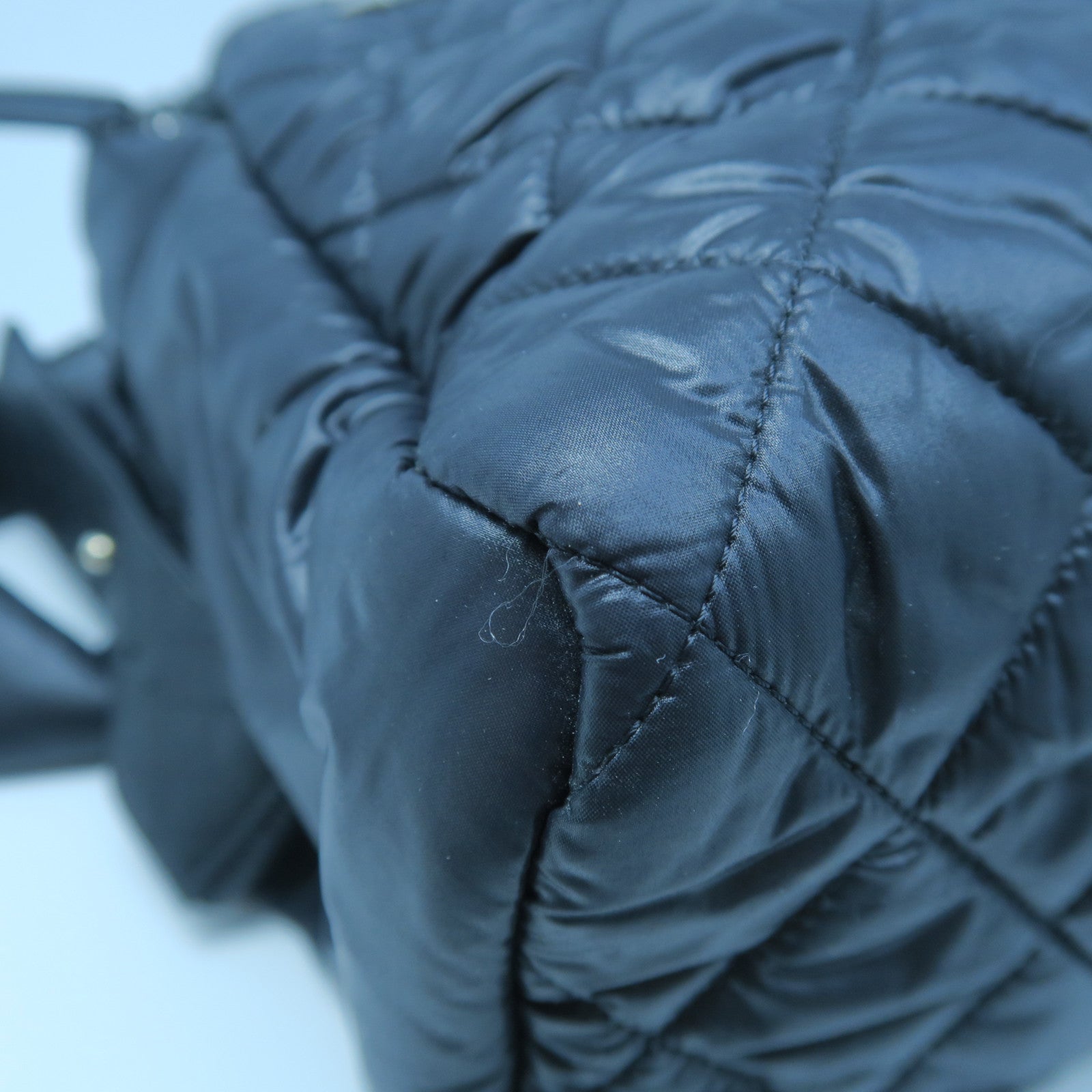 CHANEL Rhombus Nylon Backpack Silver Buckle Backpack Black