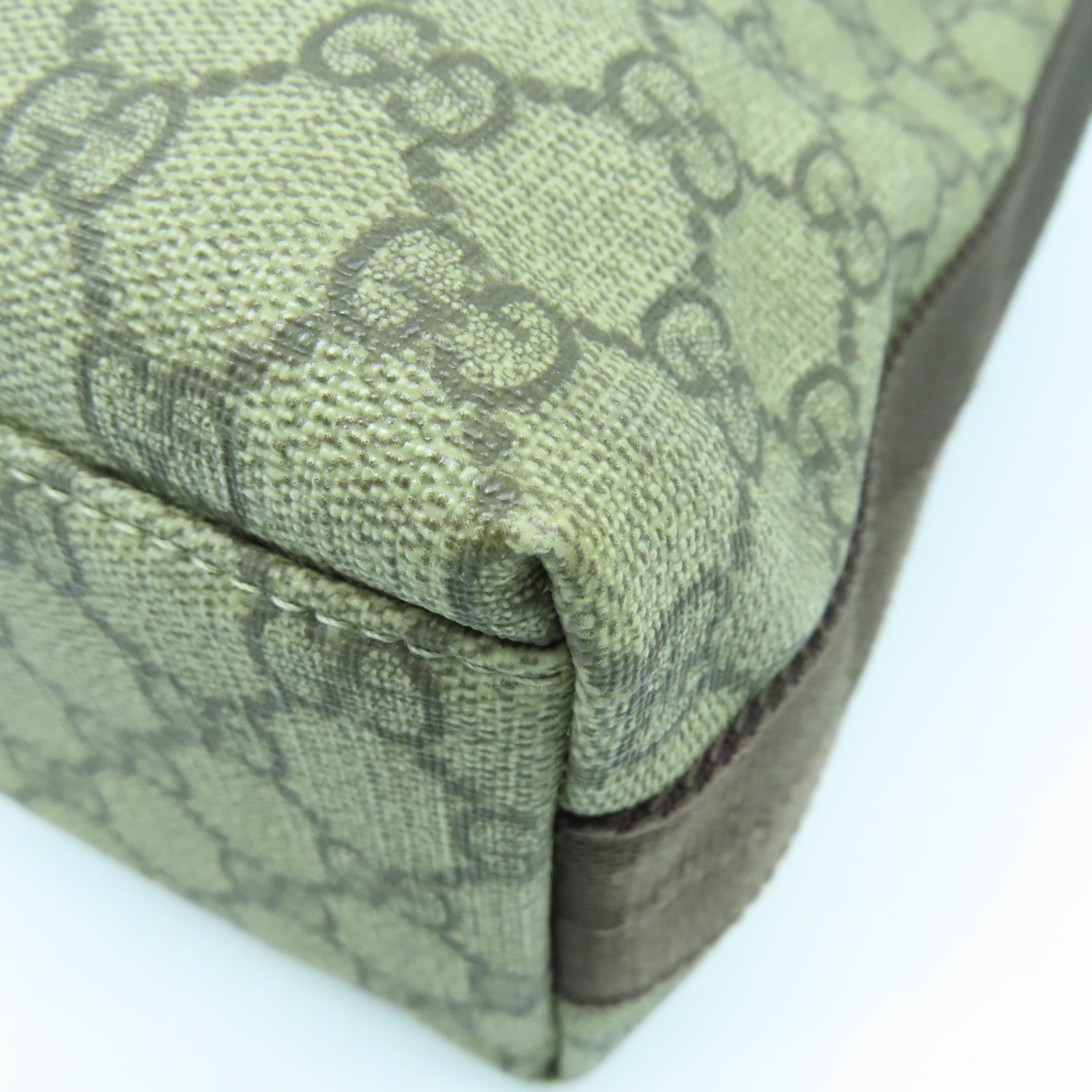 GUCCI 塗層帆布Shoulder Bag銀扣肩背袋棕色