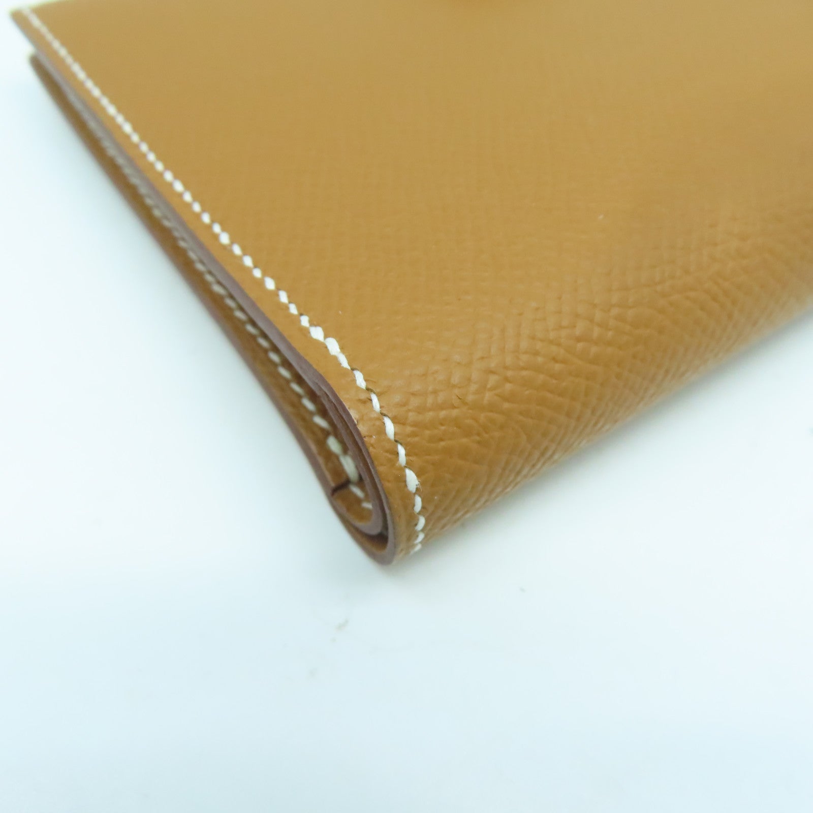 HERMES Epsom皮革Bearn W Snap銀扣錢包Gold經典駝色