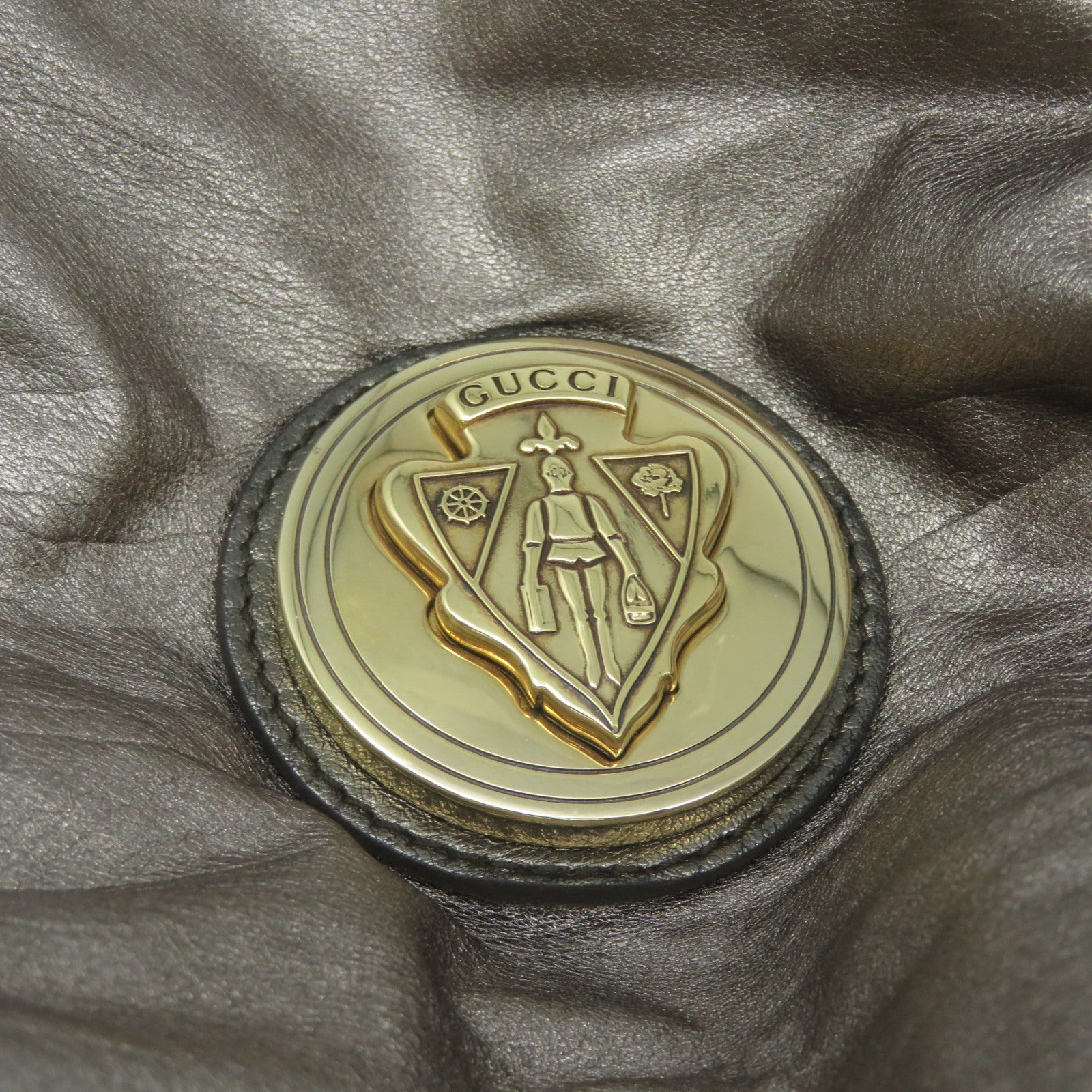 GUCCI 【激減優惠】皮革Shoulder Bag金扣肩背袋金色