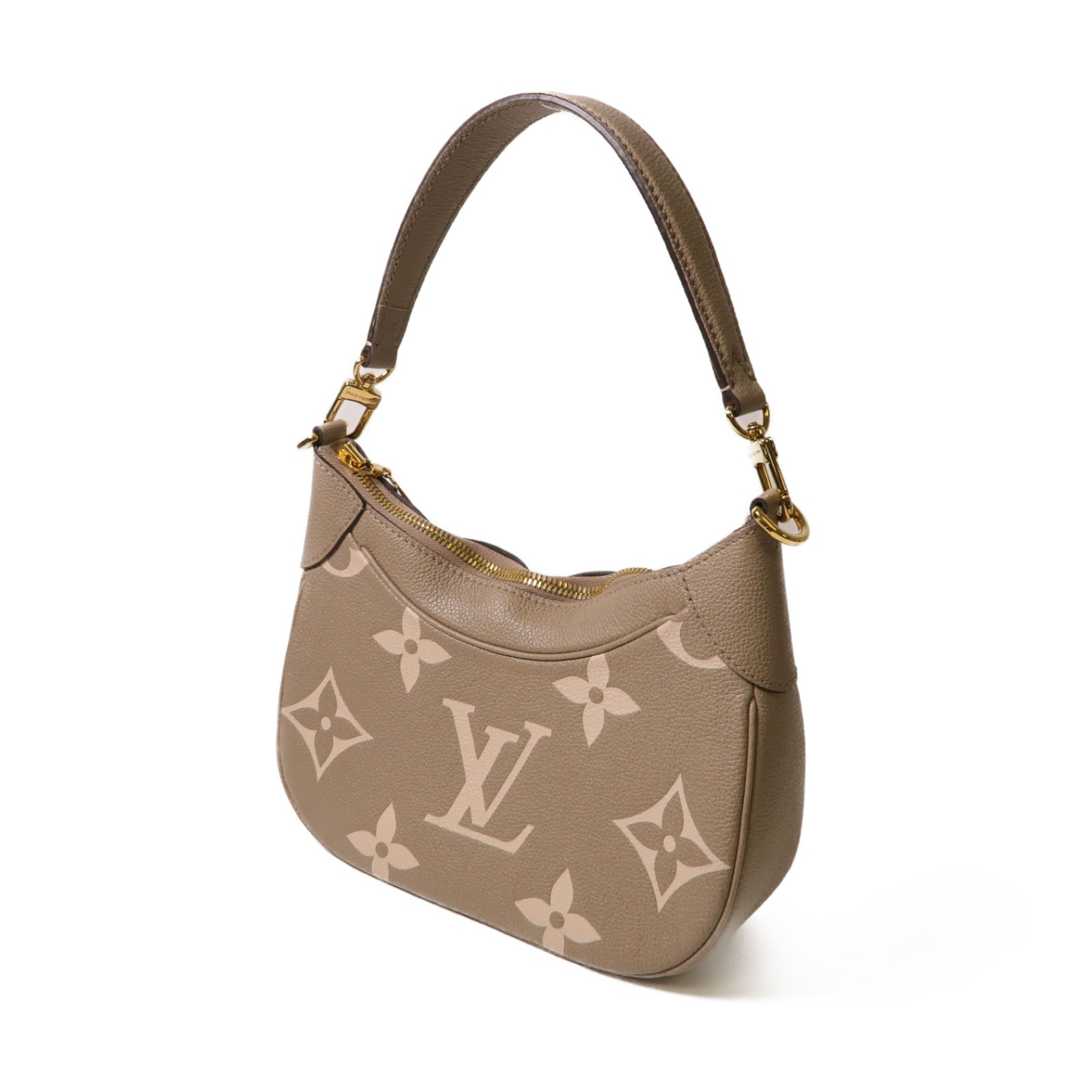 LOUIS VUITTON Monogram Empreinte Bagatelle金扣手挽肩背兩用袋灰色