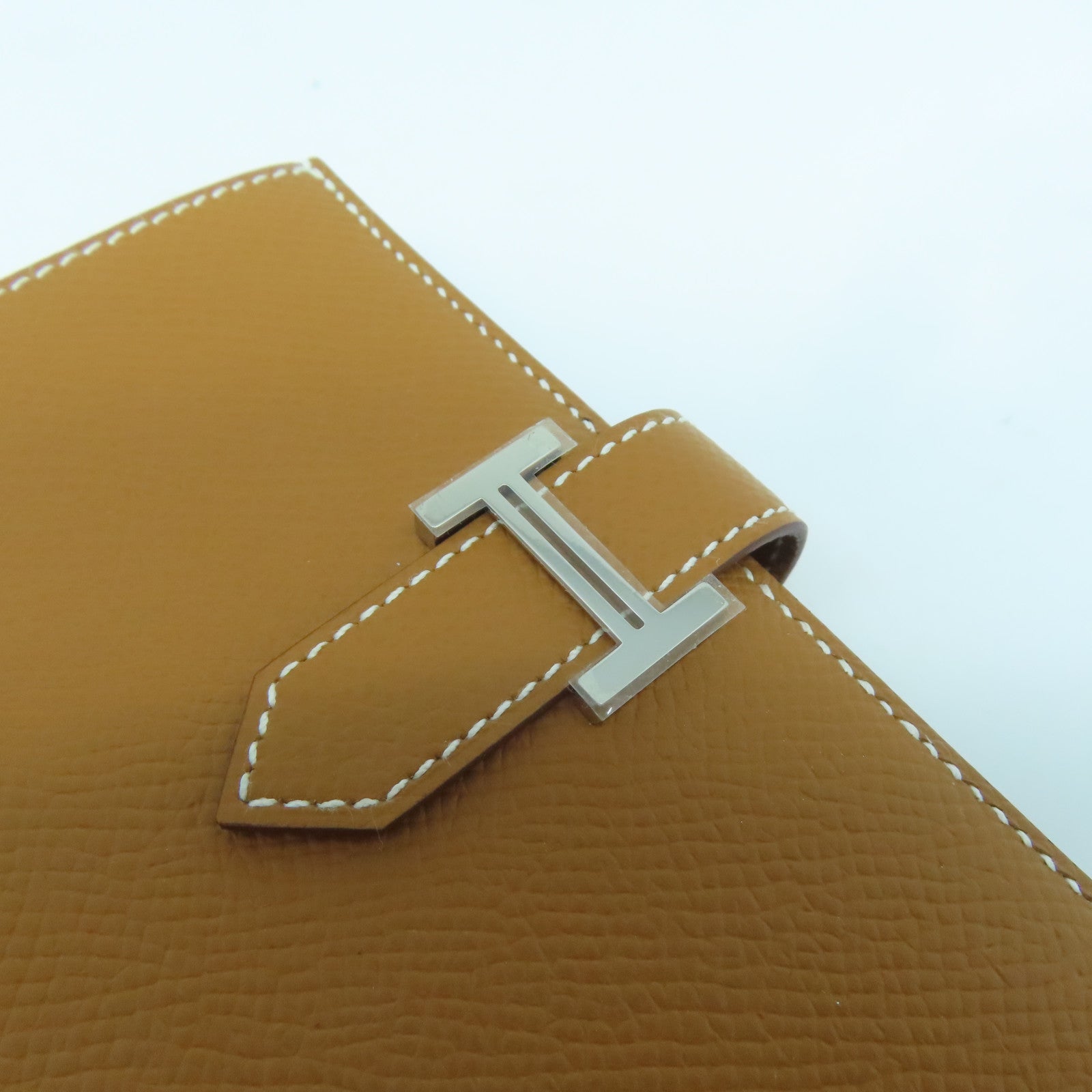 HERMES Epsom皮革Bearn W Snap銀扣錢包Gold經典駝色