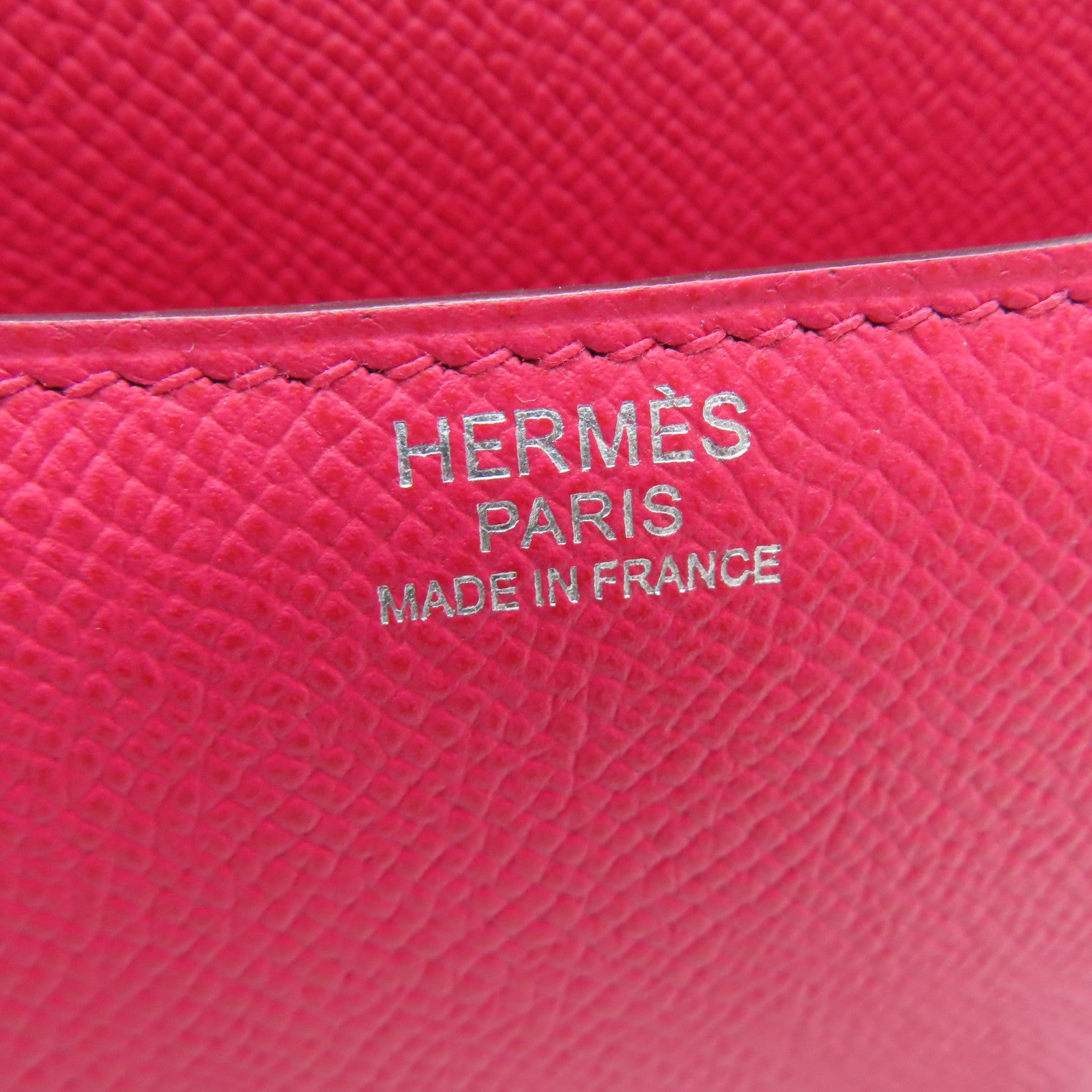 HERMES Epsom皮革Constance 24银扣肩背袋Rose Extreme/桃红色