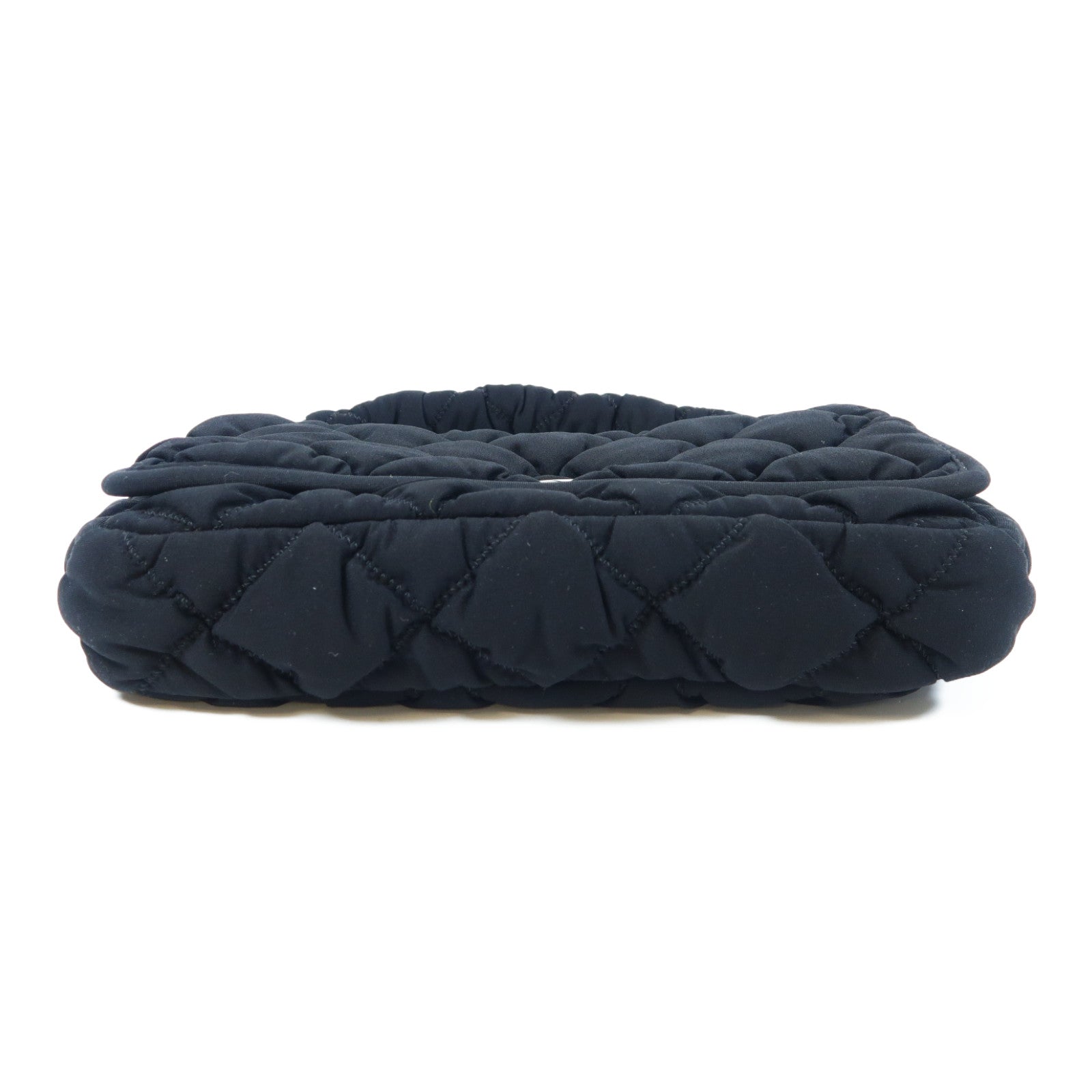 CHANEL 菱格帆布Chain Shoulder Bag銀扣鏈帶肩背袋黑色
