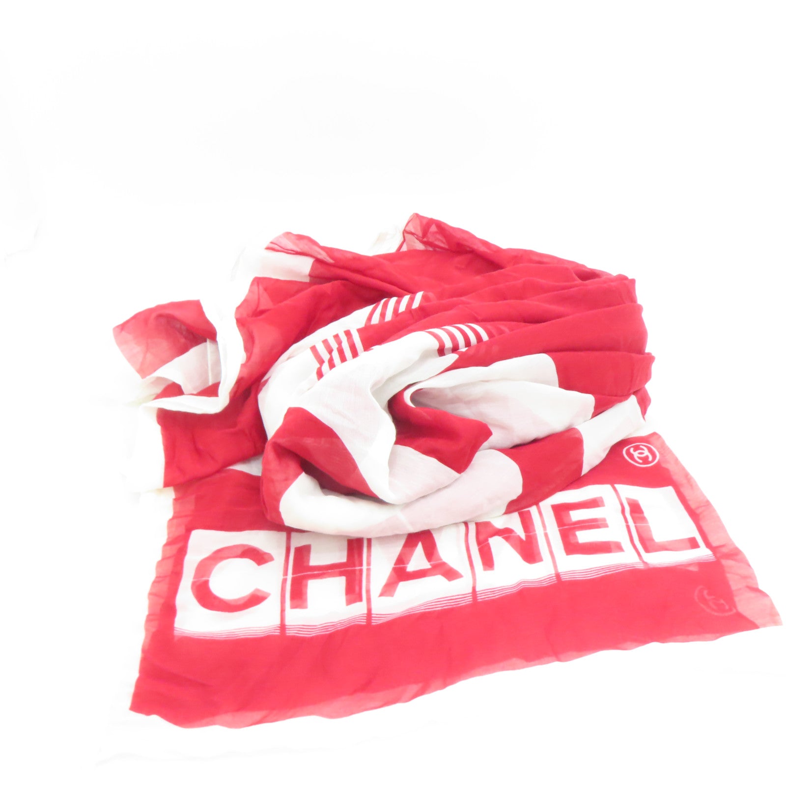 CHANEL 棉质丝质Scarf丝巾红色