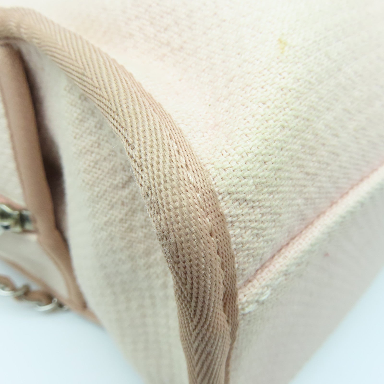 CHANEL 帆布Deauville 2 Way Bag银扣手挽肩背两用袋粉红色