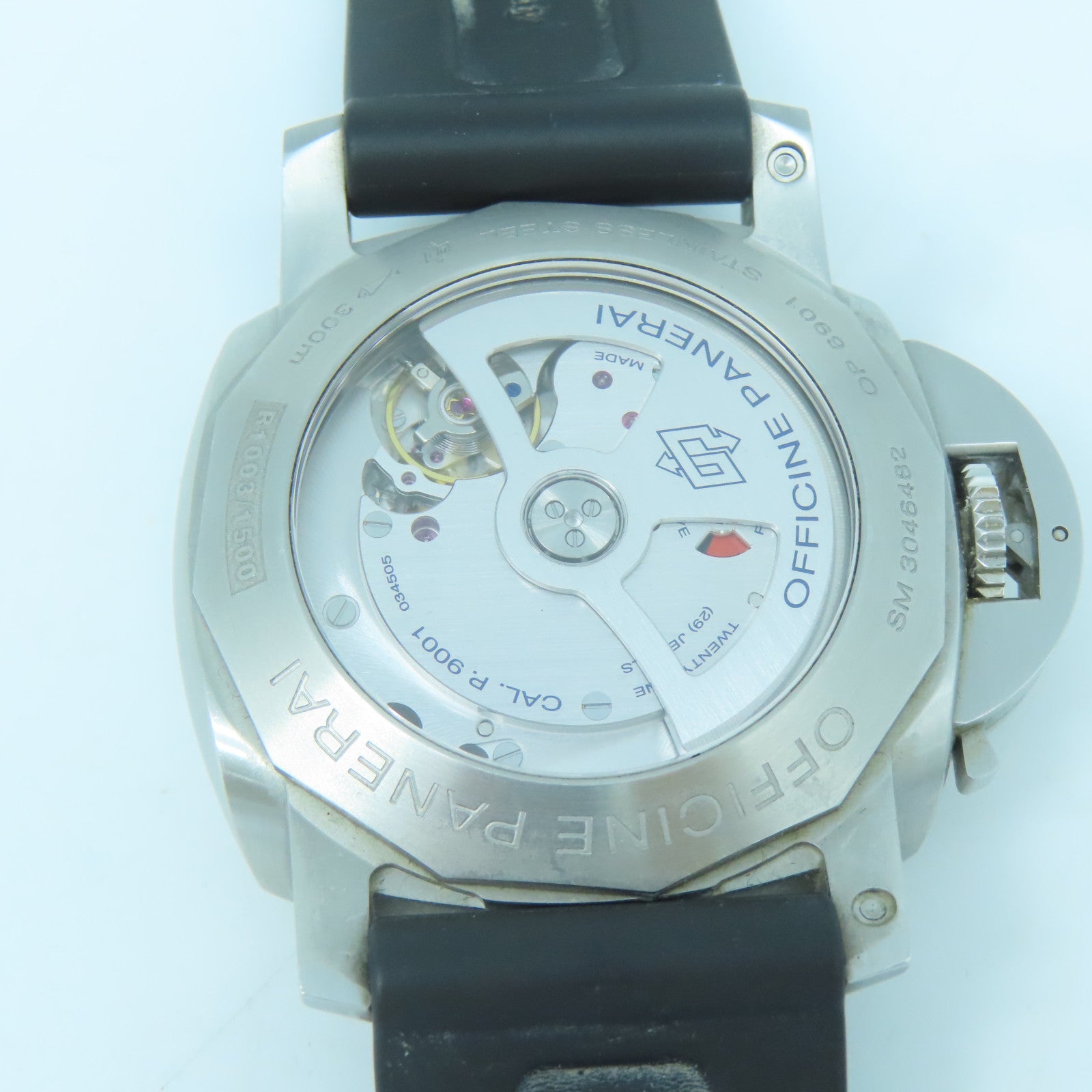 PANERAI 不銹鋼Luminor GMT 44mm橡膠帶手錶黑色