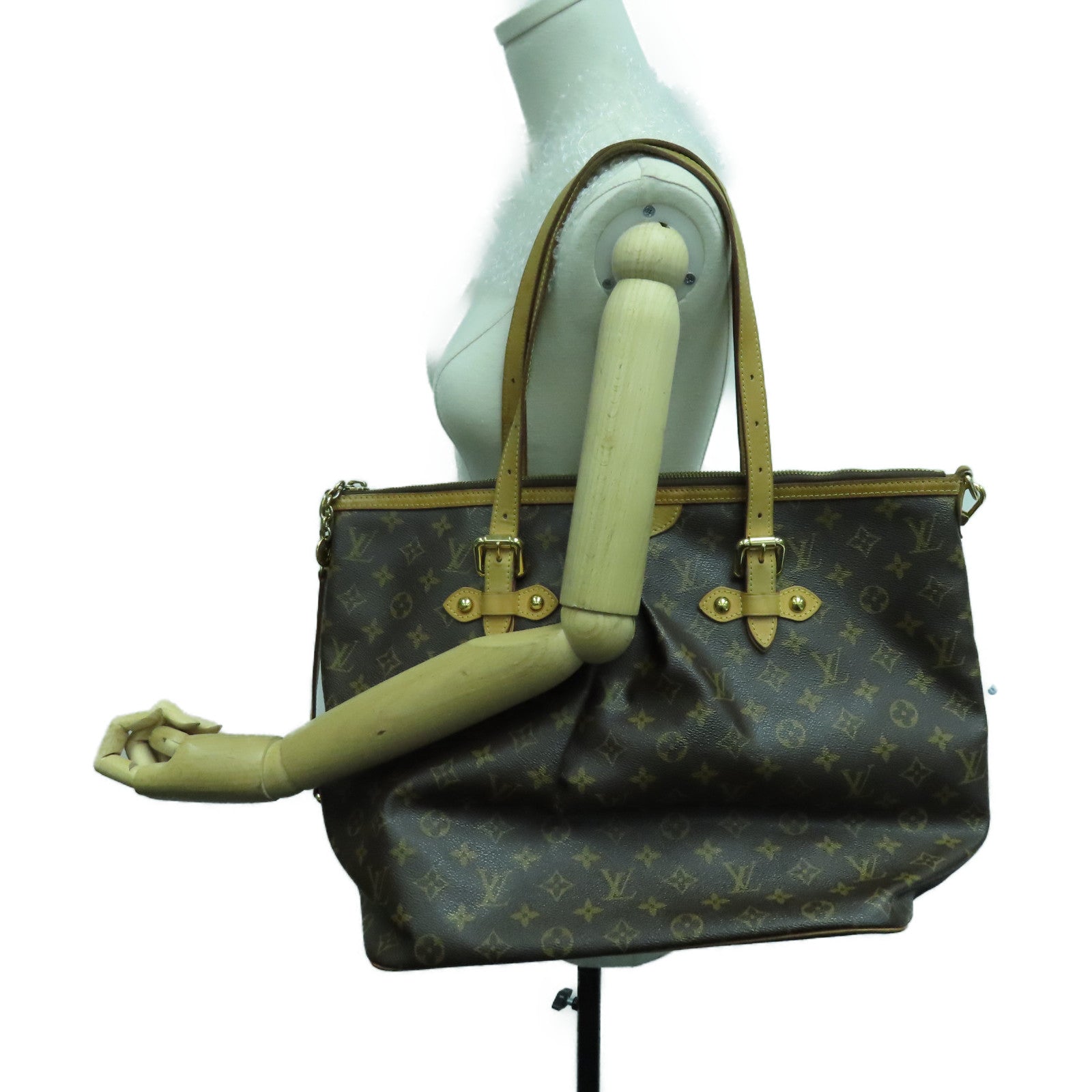 LOUIS VUITTON Monogram Palermo GM金扣手挽肩背两用袋啡色