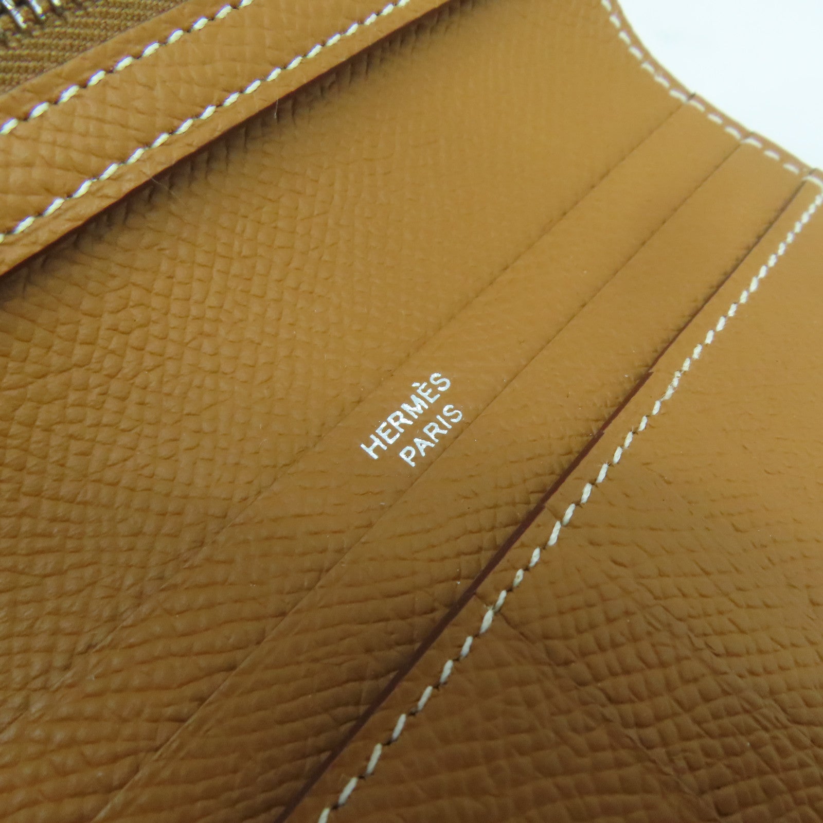 HERMES Epsom皮革Bearn W Snap銀扣錢包Gold經典駝色