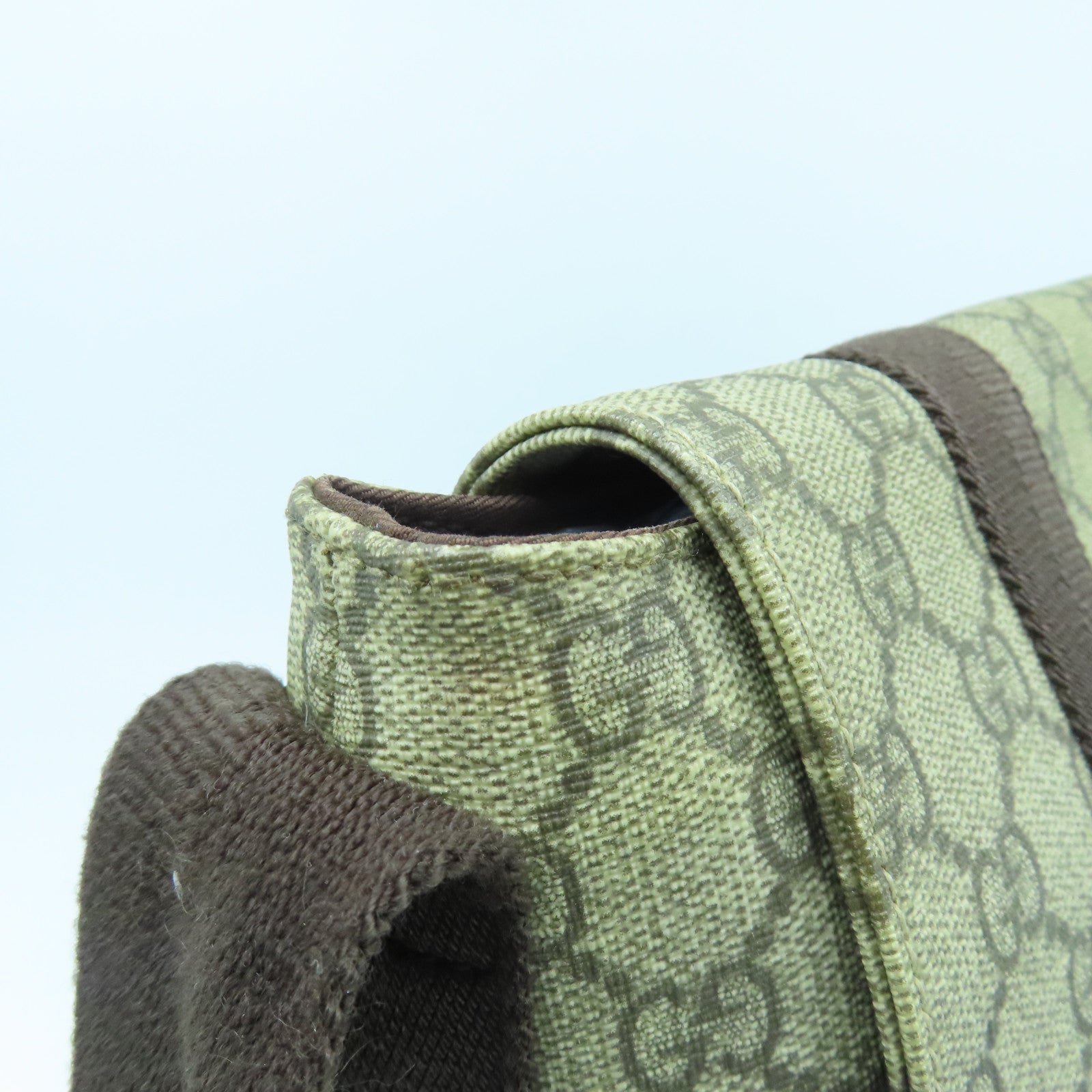 GUCCI 塗層帆布Shoulder Bag銀扣肩背袋棕色