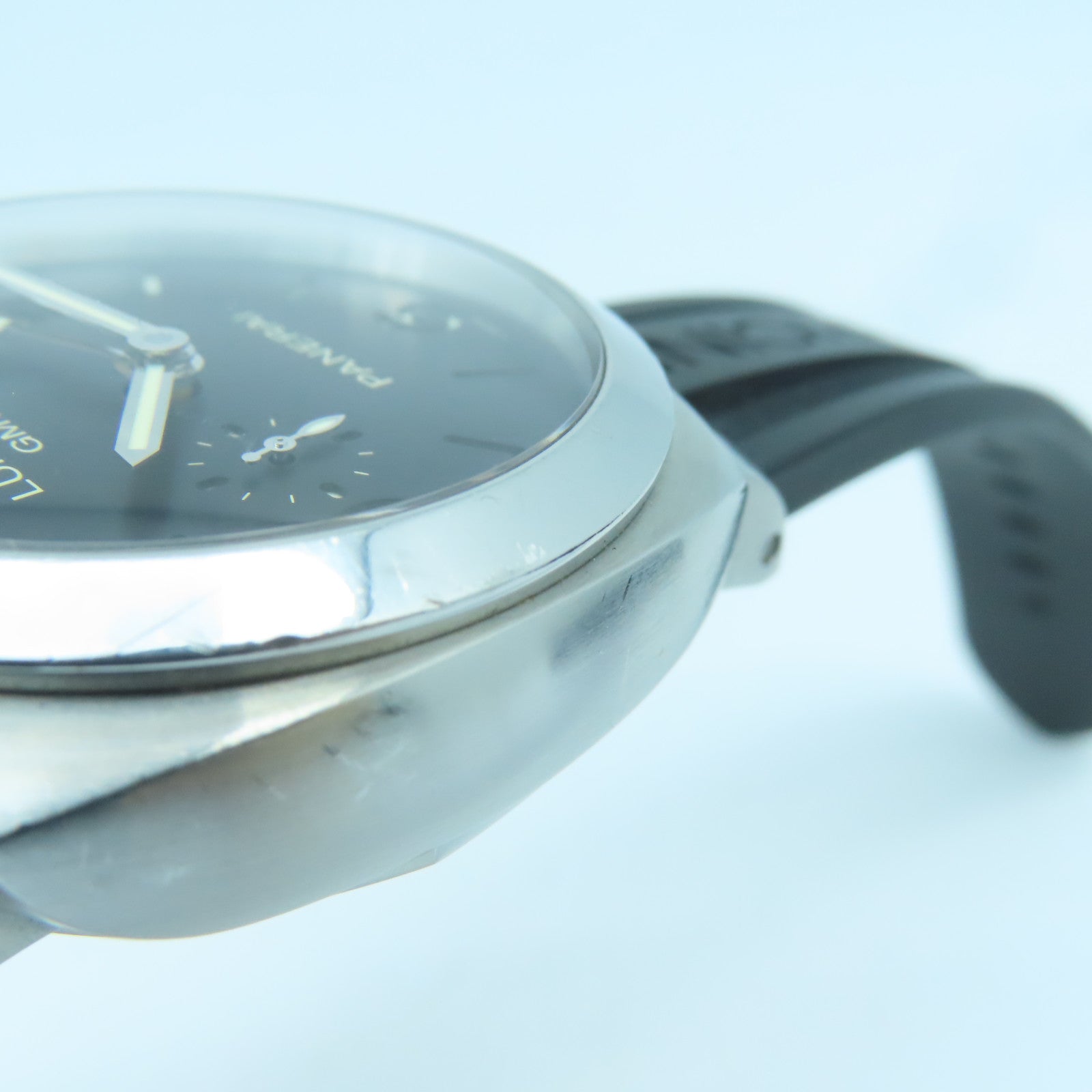 PANERAI 不銹鋼Luminor GMT 44mm橡膠帶手錶黑色