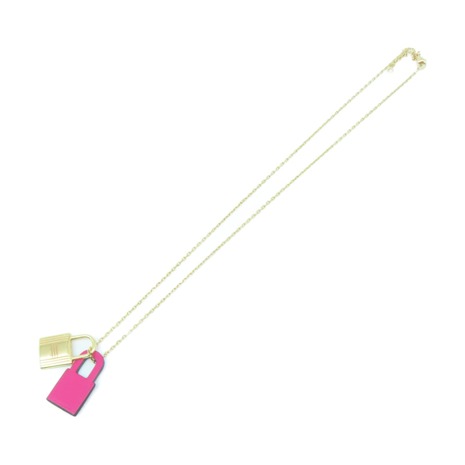 HERMES 金屬/皮革O'Kelly Necklace項鍊粉紅色/粉金色