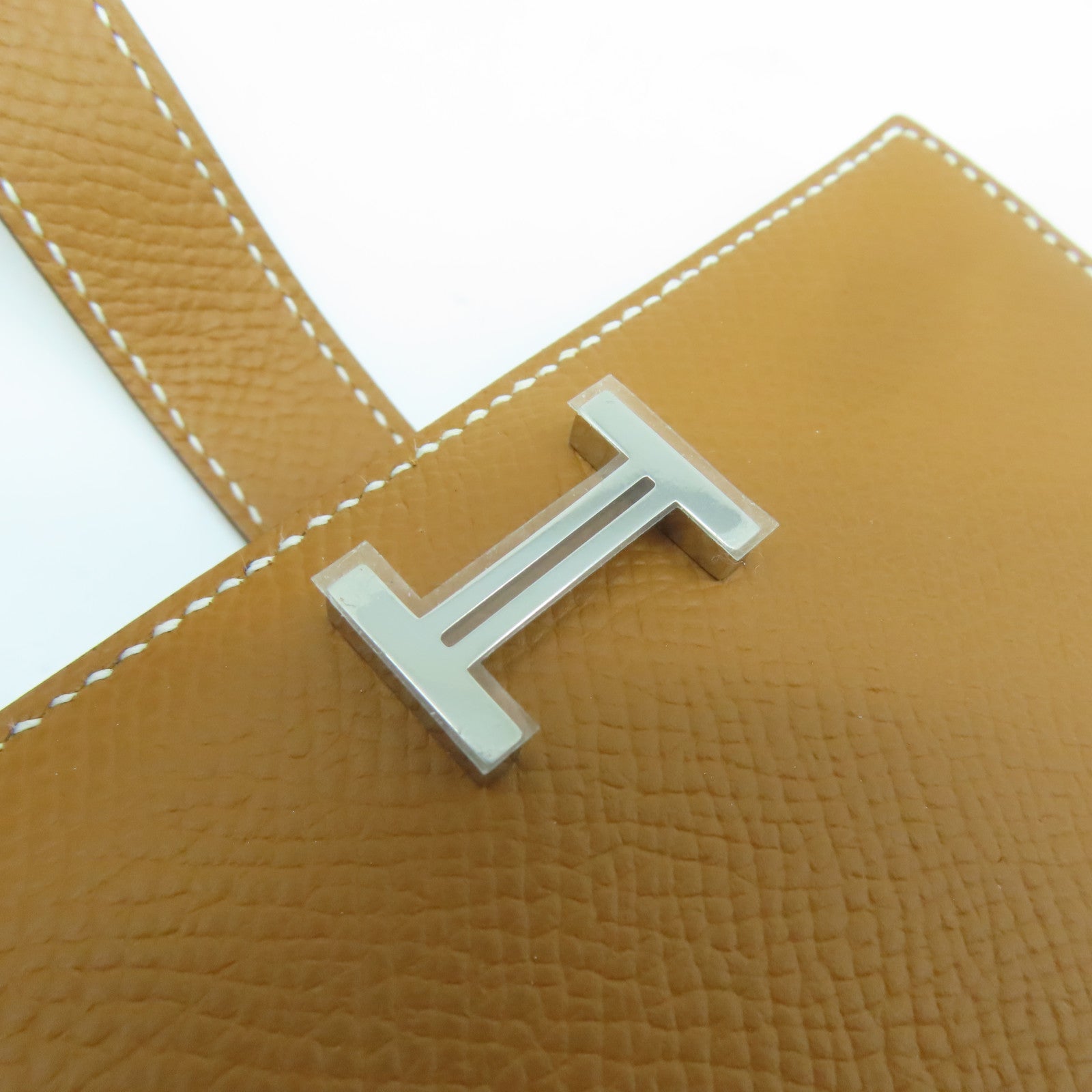 HERMES Epsom皮革Bearn W Snap銀扣錢包Gold經典駝色