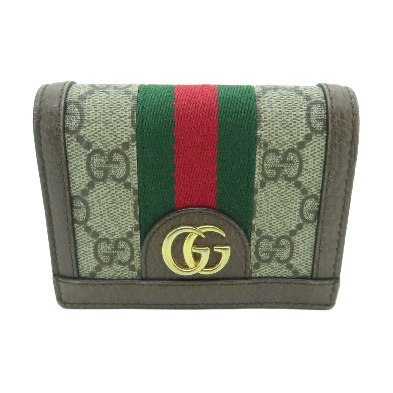 GUCCI 塗層帆布Wallet金扣錢包棕色