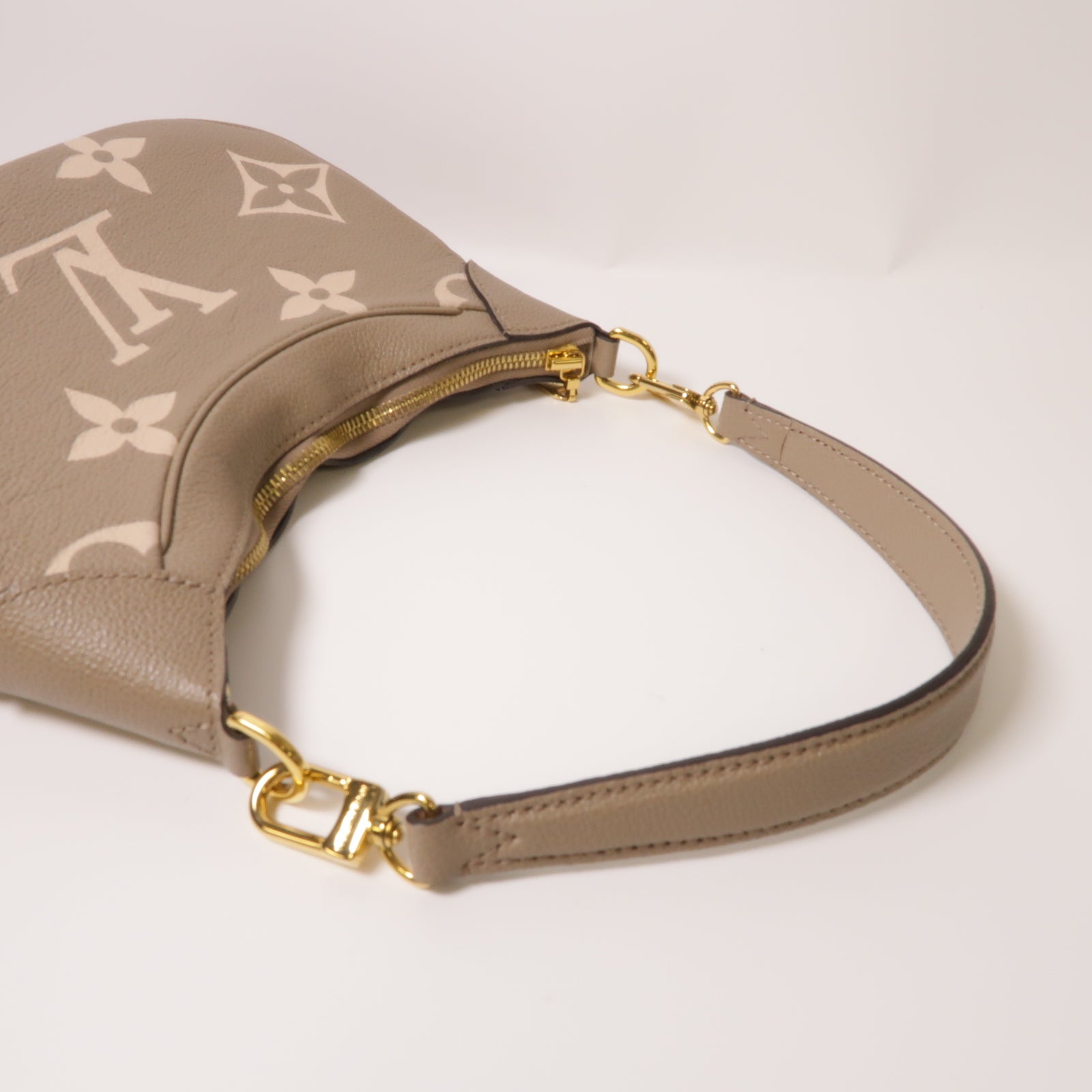 LOUIS VUITTON Monogram Empreinte Bagatelle金扣手挽肩背兩用袋灰色