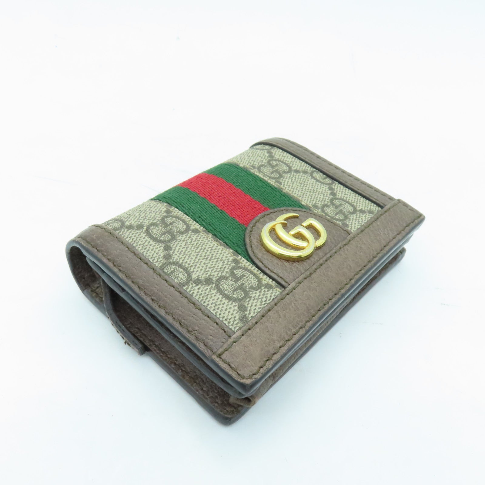 GUCCI 塗層帆布Wallet金扣錢包棕色