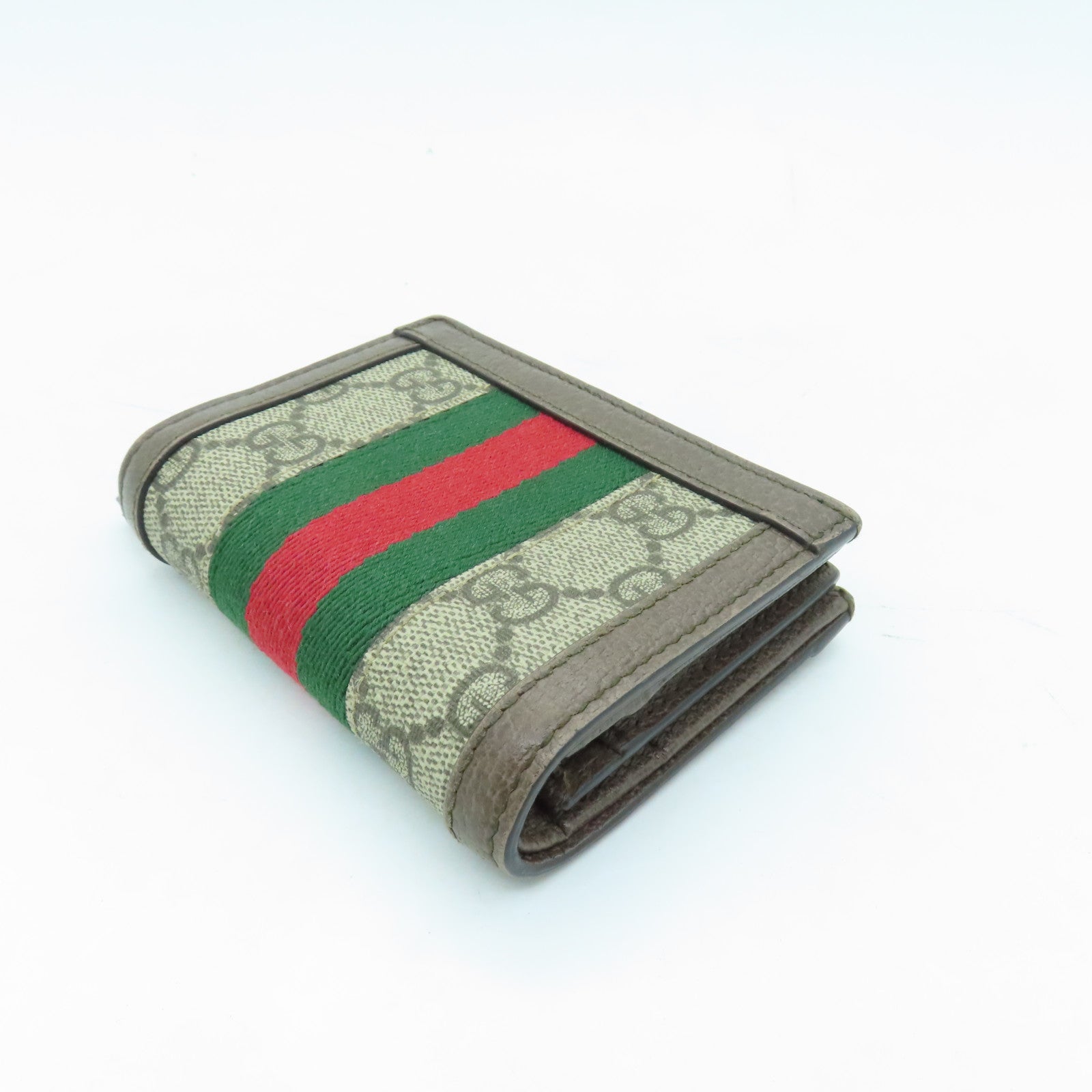 GUCCI 塗層帆布Wallet金扣錢包棕色