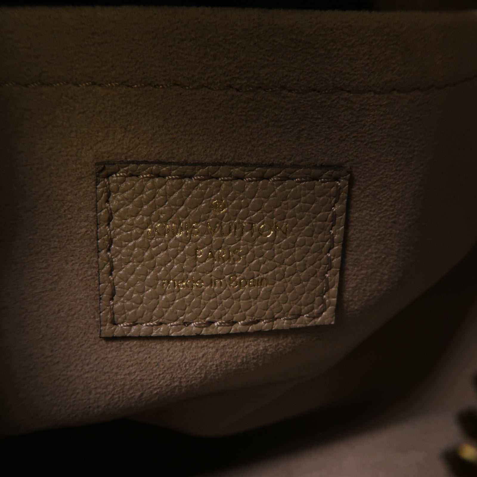 LOUIS VUITTON Monogram Empreinte Bagatelle金扣手挽肩背兩用袋灰色