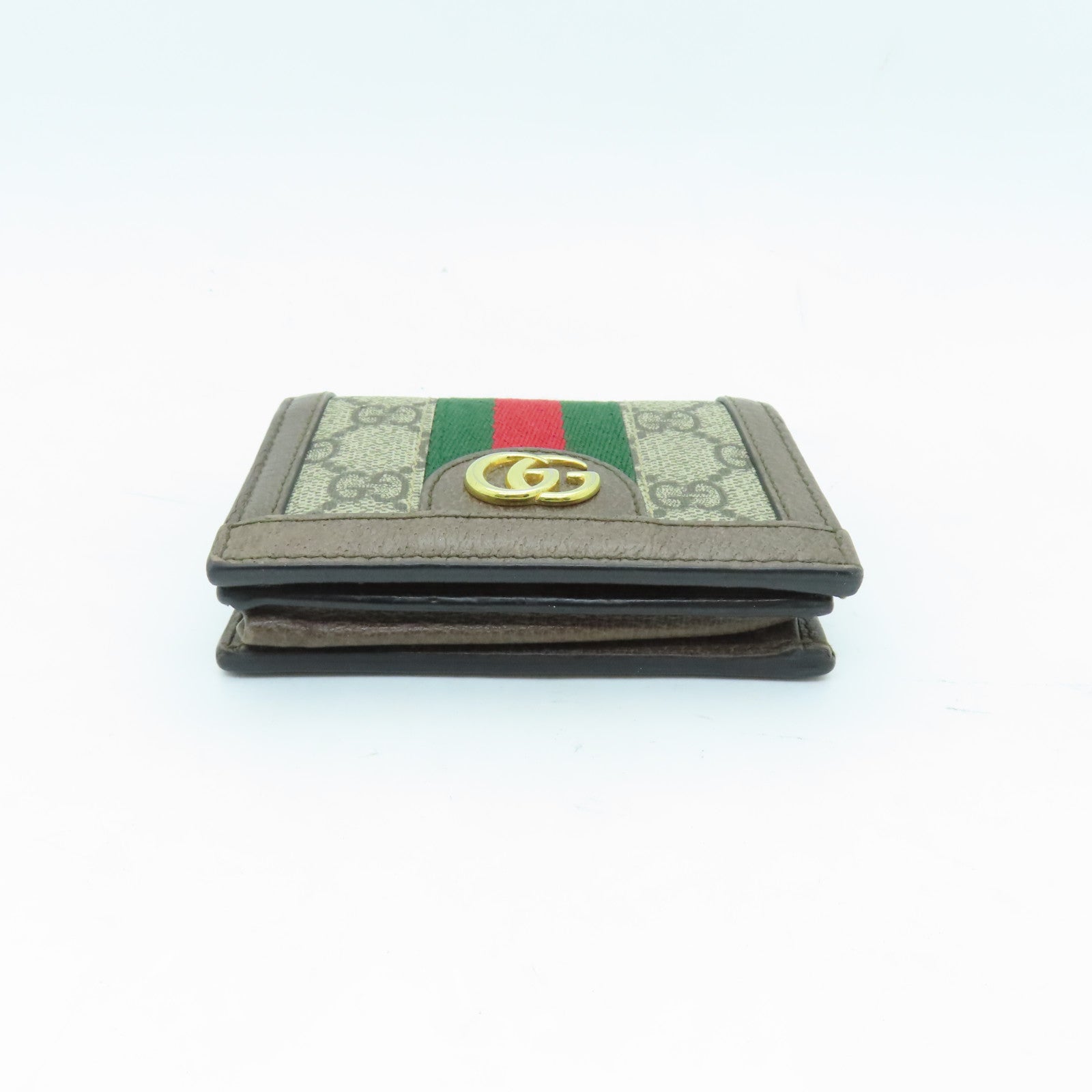 GUCCI 塗層帆布Wallet金扣錢包棕色
