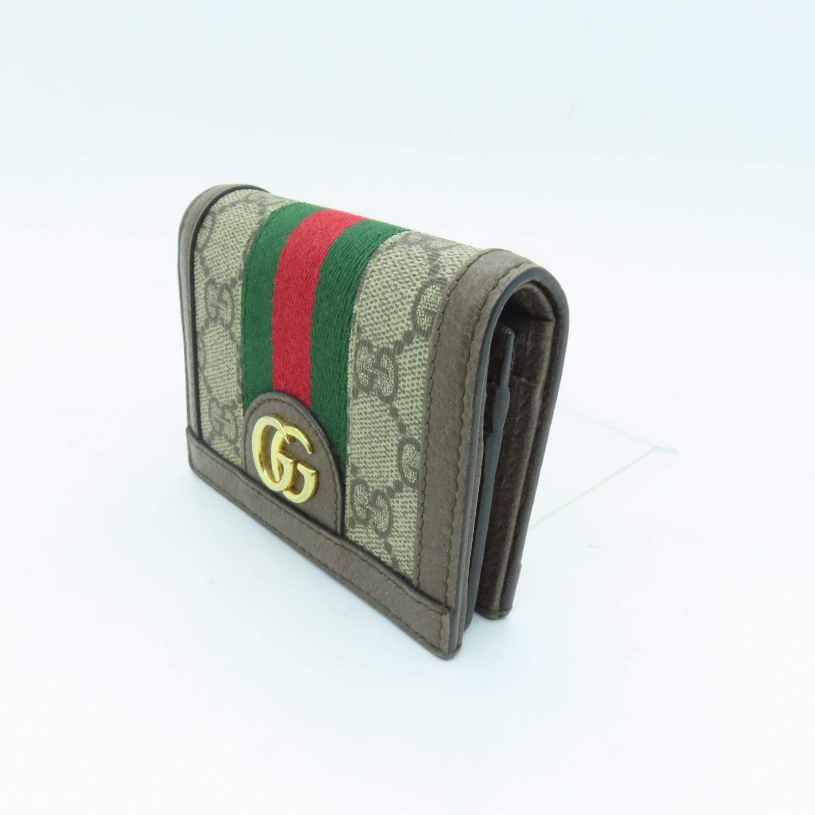 GUCCI 塗層帆布Wallet金扣錢包棕色