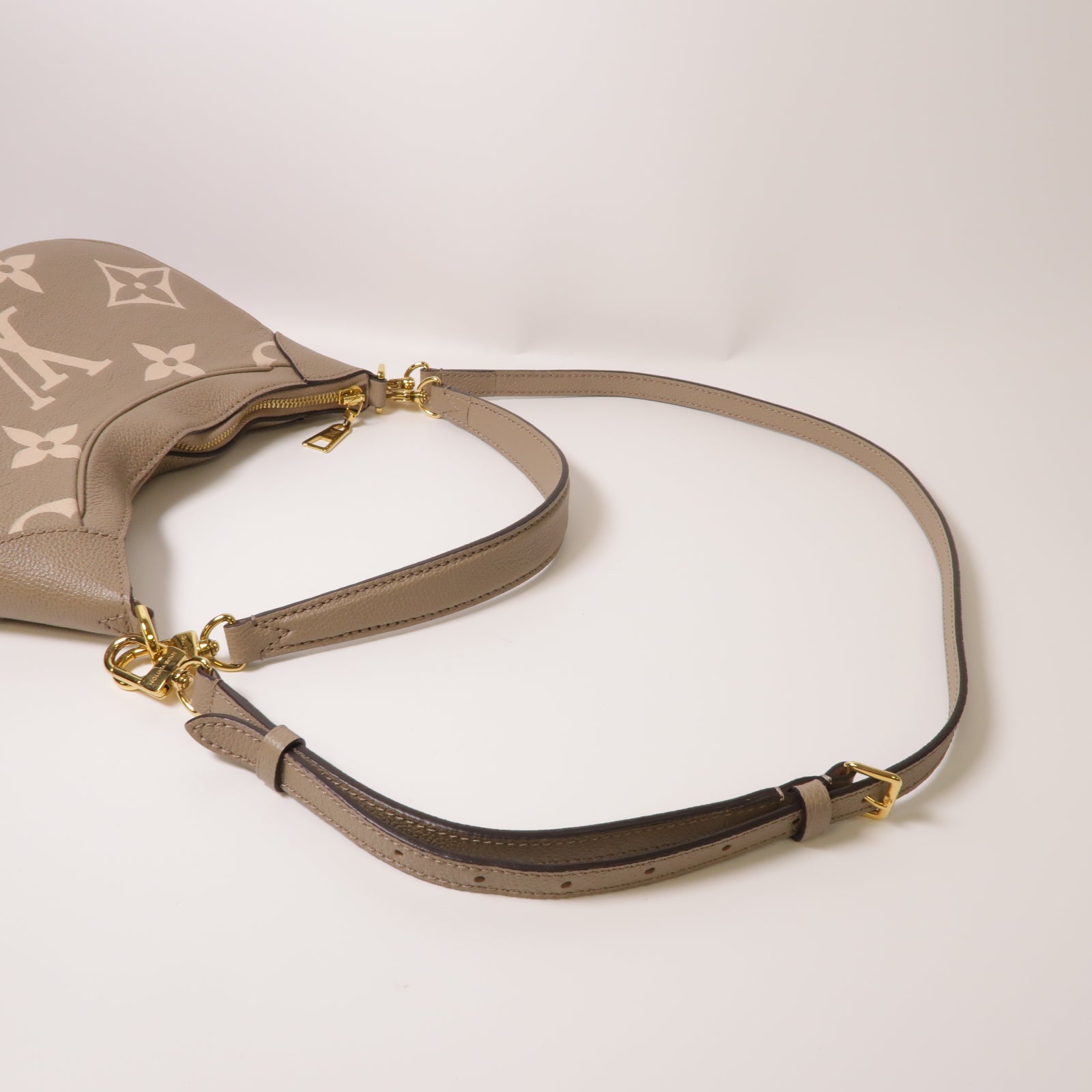 LOUIS VUITTON Monogram Empreinte Bagatelle金扣手挽肩背兩用袋灰色