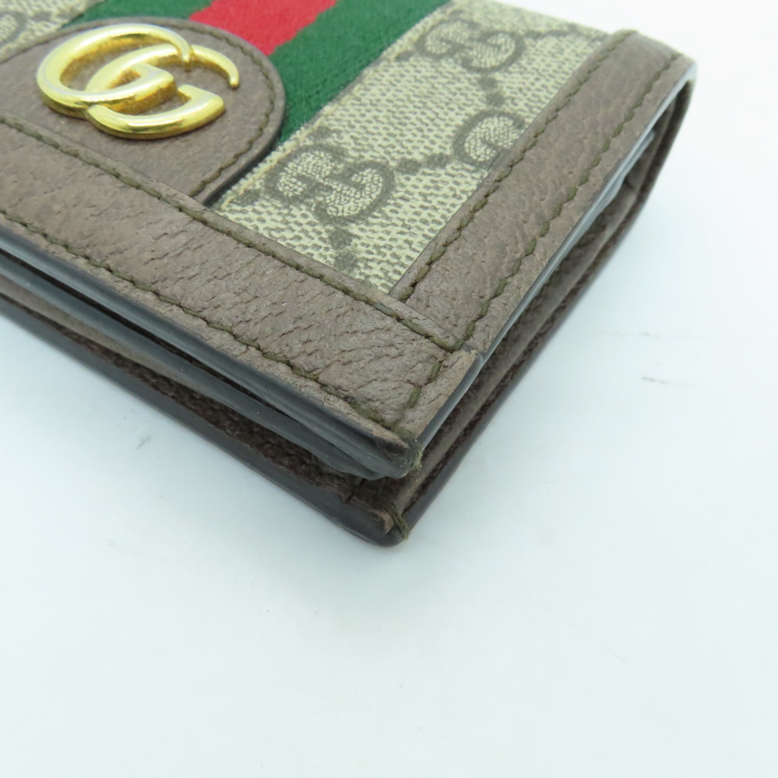 GUCCI 塗層帆布Wallet金扣錢包棕色