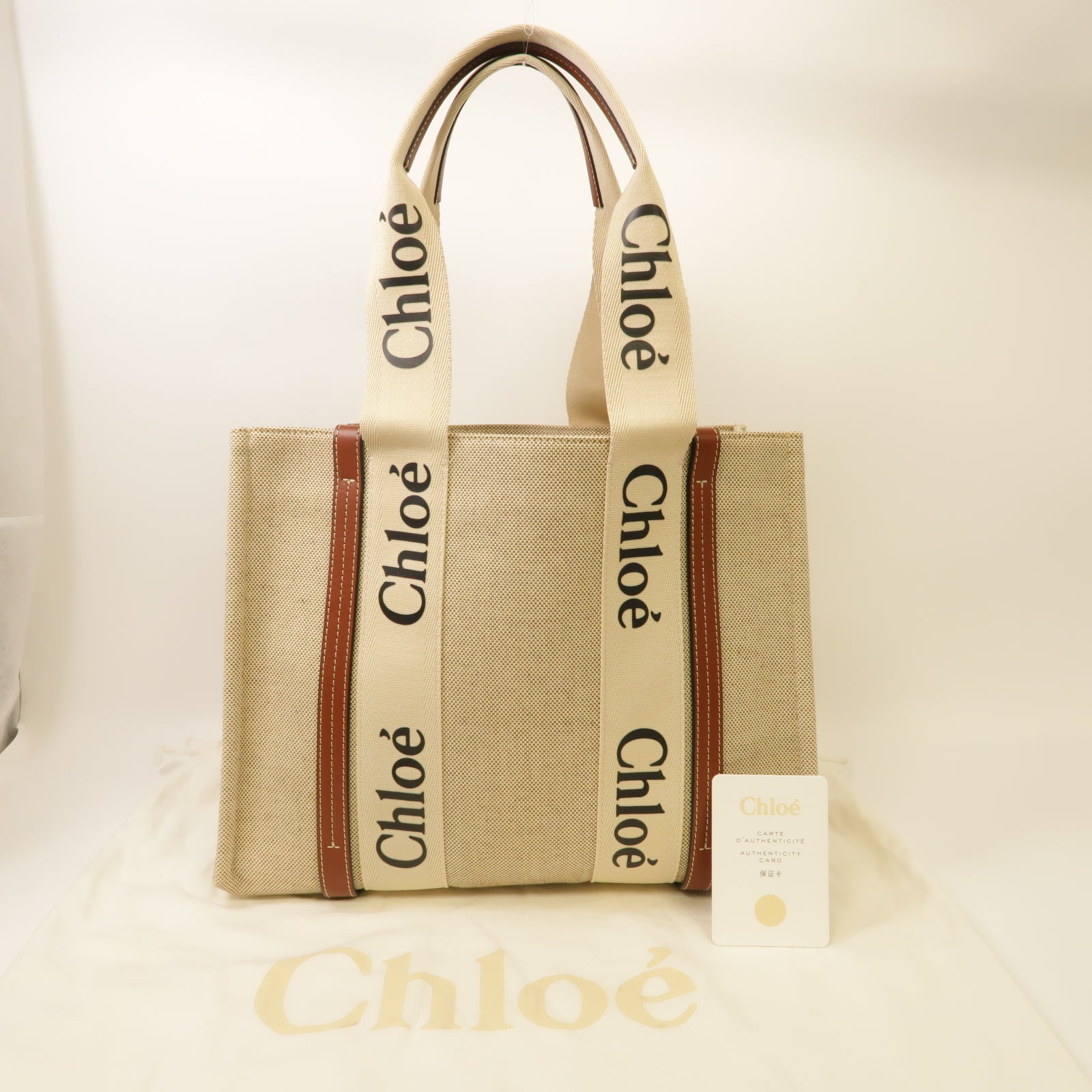 Chloe 帆布Tote Bag手挽袋米色/棕色