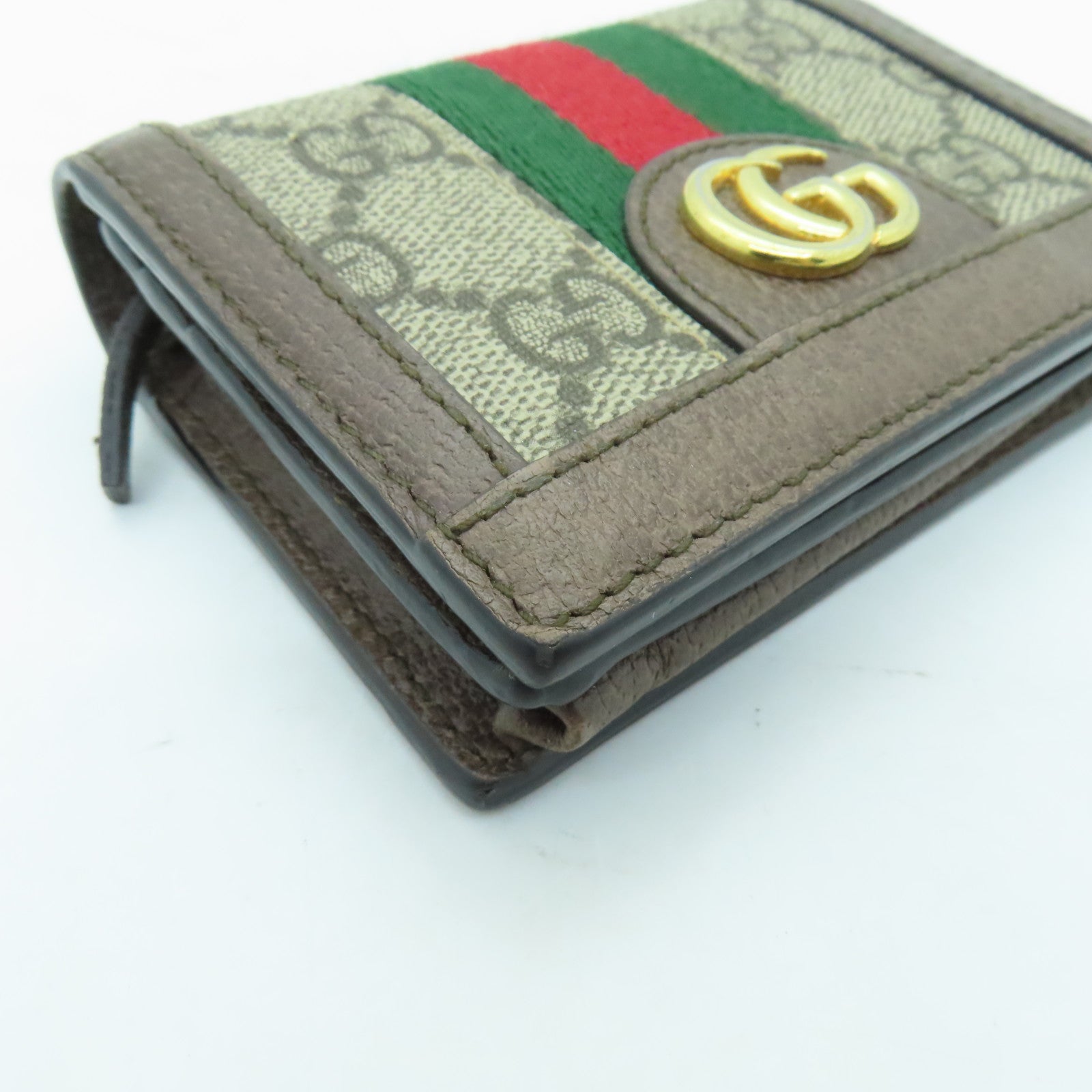 GUCCI 塗層帆布Wallet金扣錢包棕色