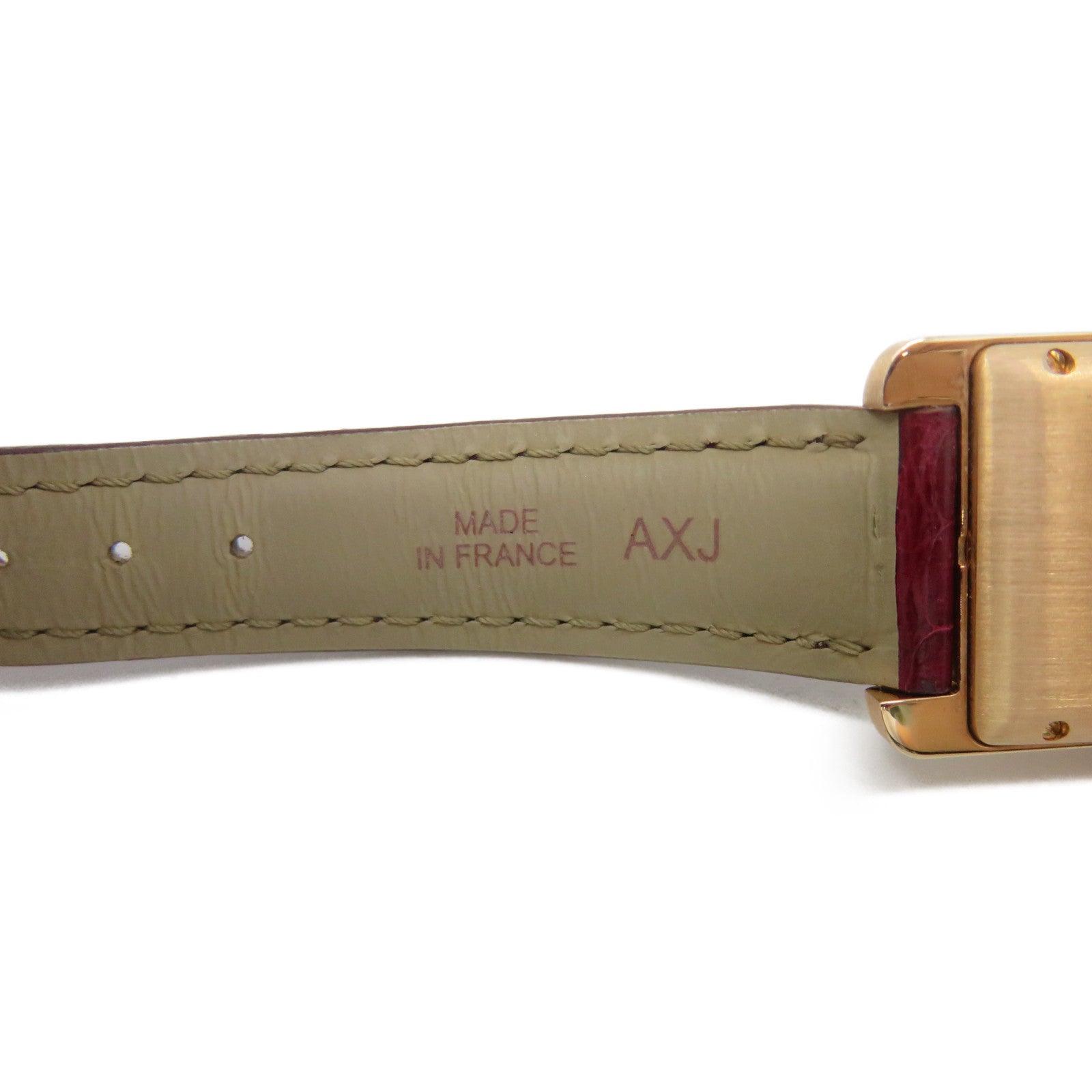 CARTIER 【激減優惠】鱷魚皮革/18K玫瑰金/鑽石Tank American Watch自動機芯手錶白色