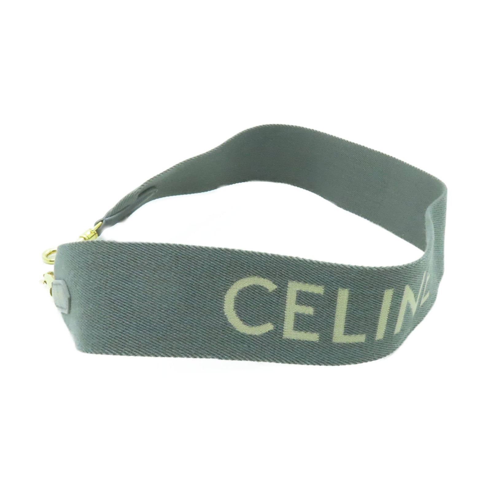 CELINE 帆布Shoulder Strap金扣肩帶灰色