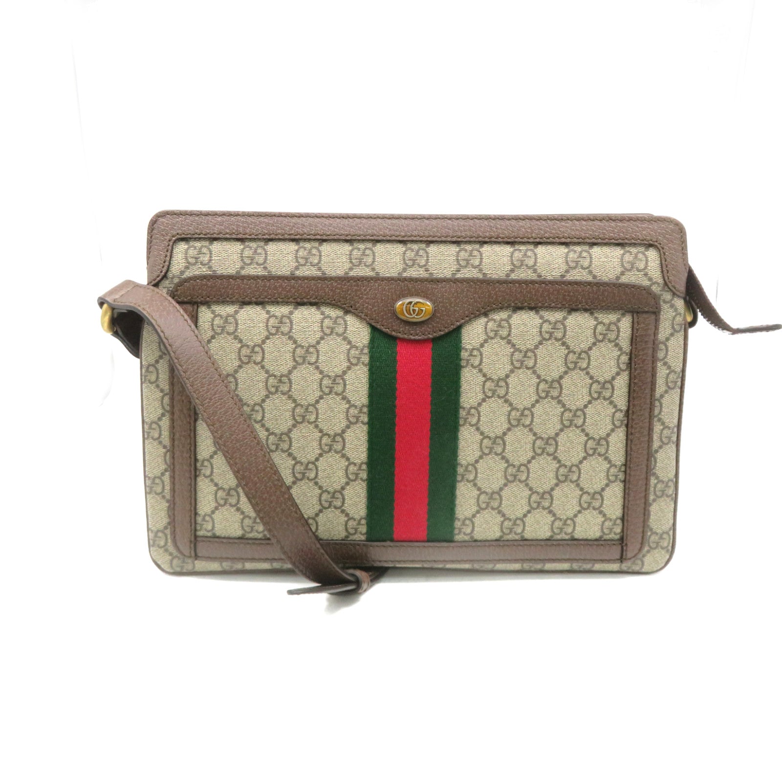 GUCCI 【激減優惠】塗層帆布Ophidia Shoulder Bag肩背袋啡色