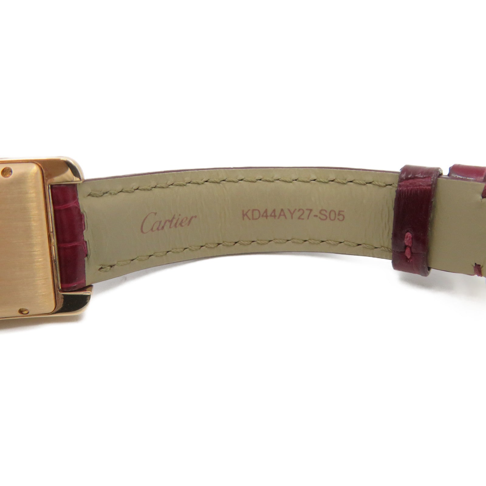 CARTIER 【激減優惠】鱷魚皮革/18K玫瑰金/鑽石Tank American Watch自動機芯手錶白色