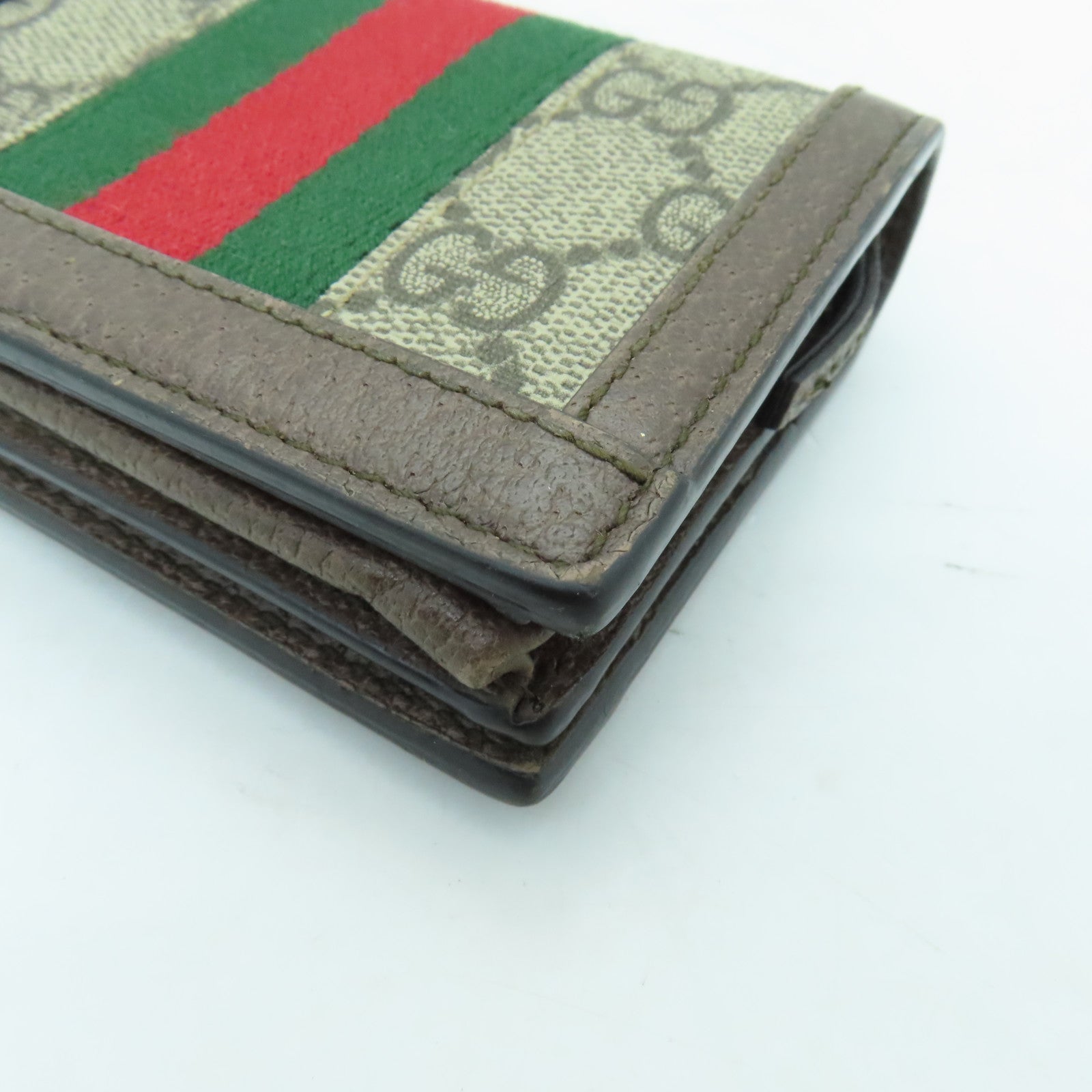 GUCCI 塗層帆布Wallet金扣錢包棕色
