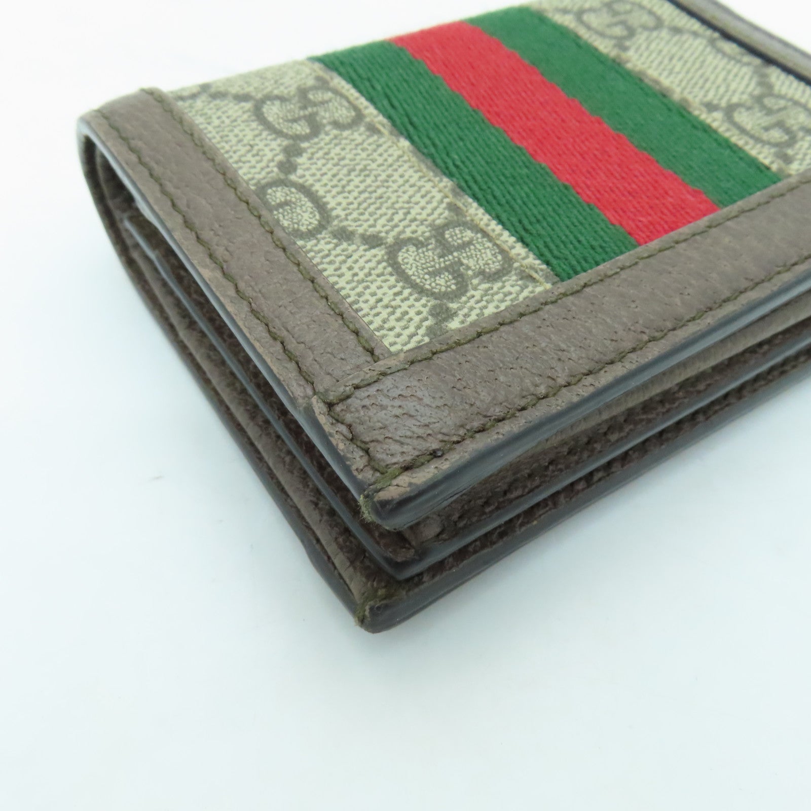 GUCCI 塗層帆布Wallet金扣錢包棕色