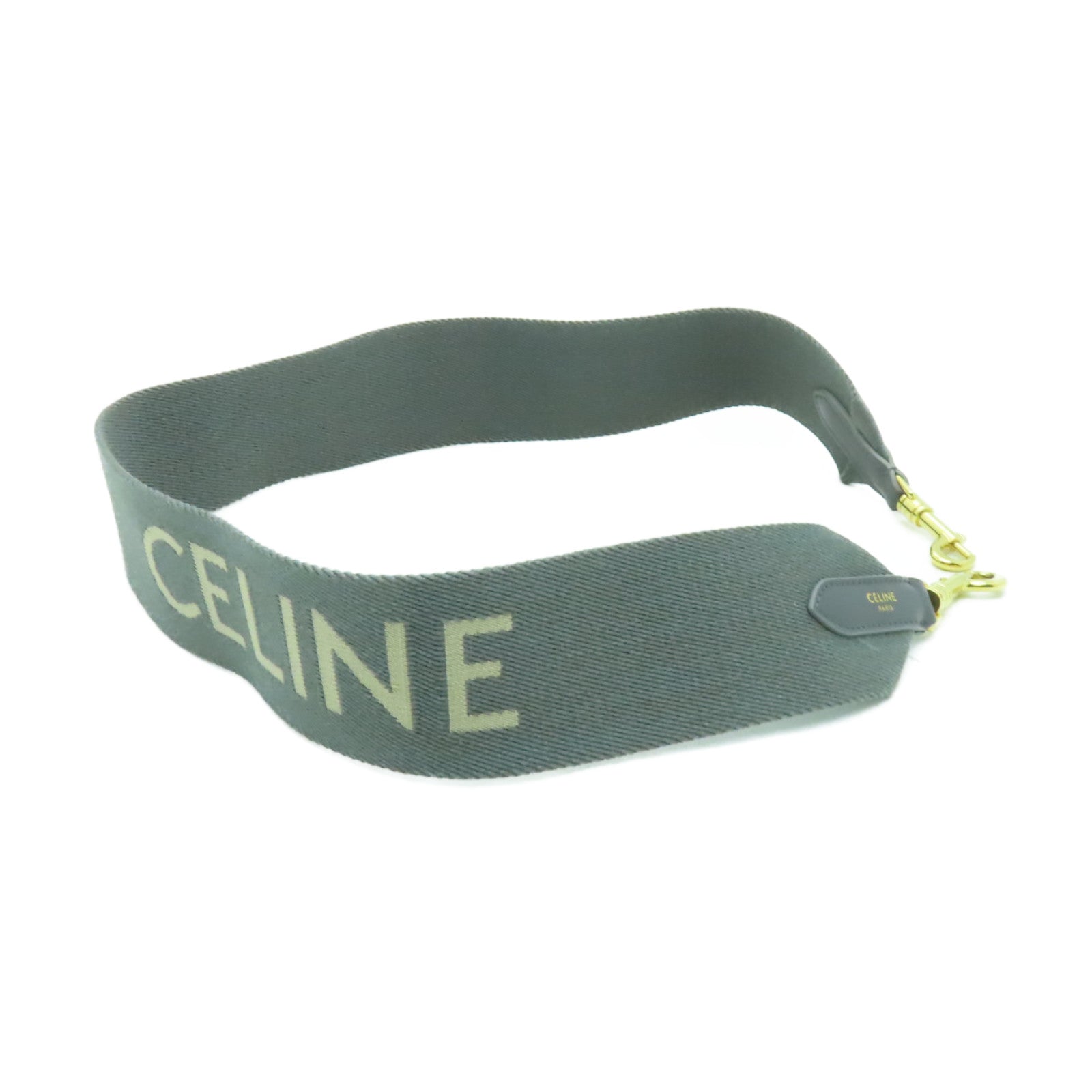 CELINE 帆布Shoulder Strap金扣肩帶灰色