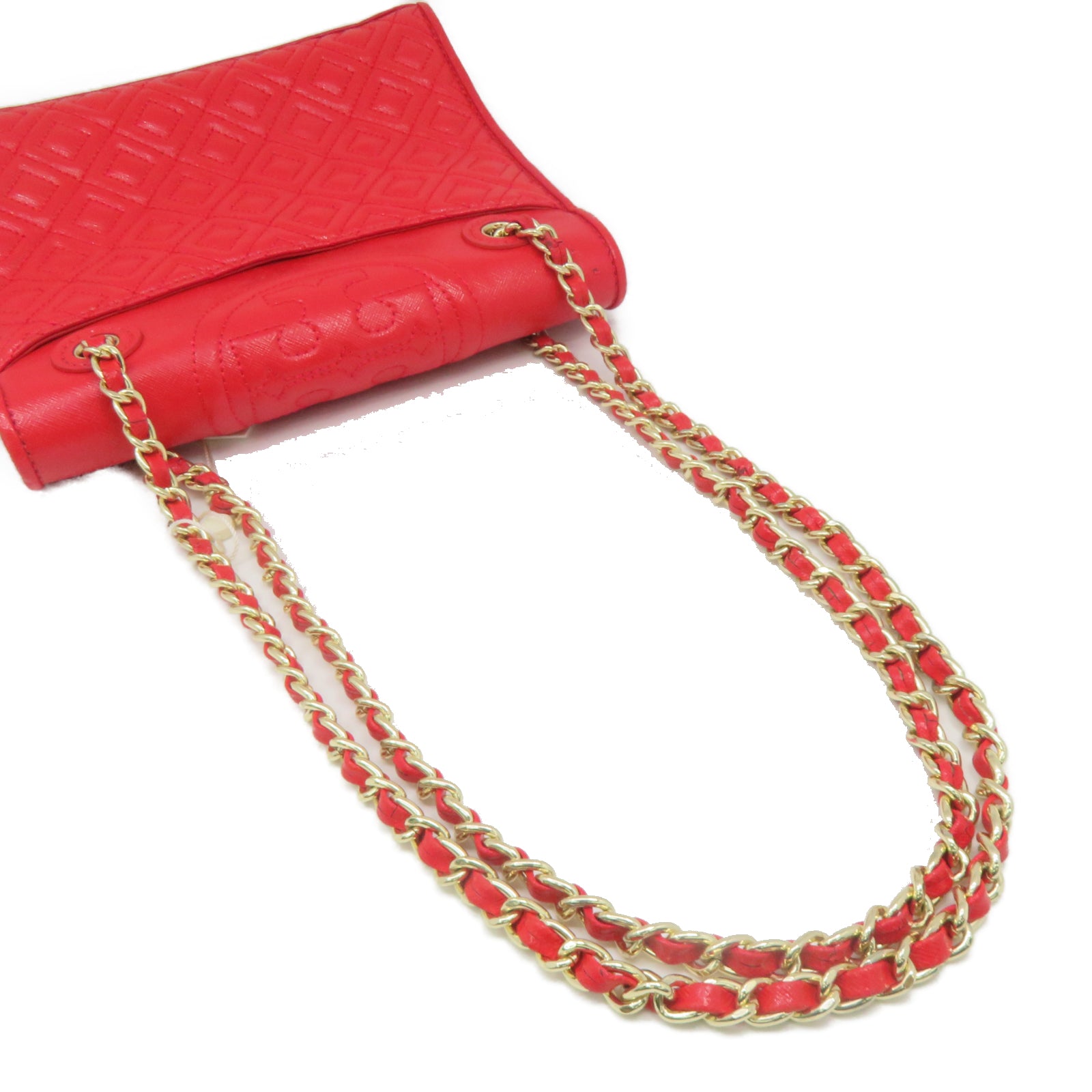 Tory Burch 【激減優惠】塗層皮革Shoulder Bag金扣鏈帶肩背袋紅色