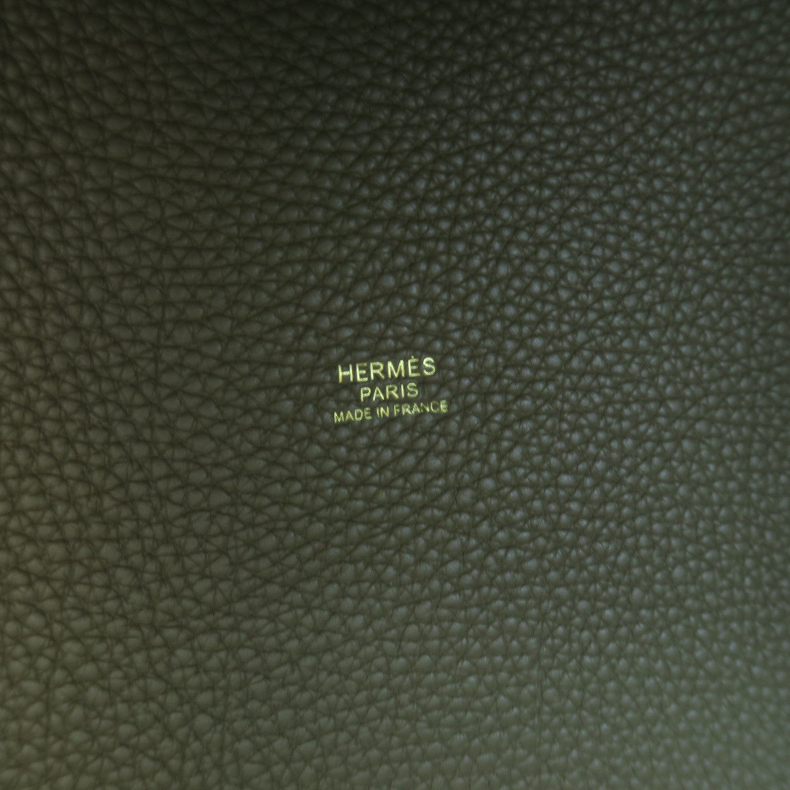 HERMES Clemence皮革Picotin GM金扣手挽袋大象灰