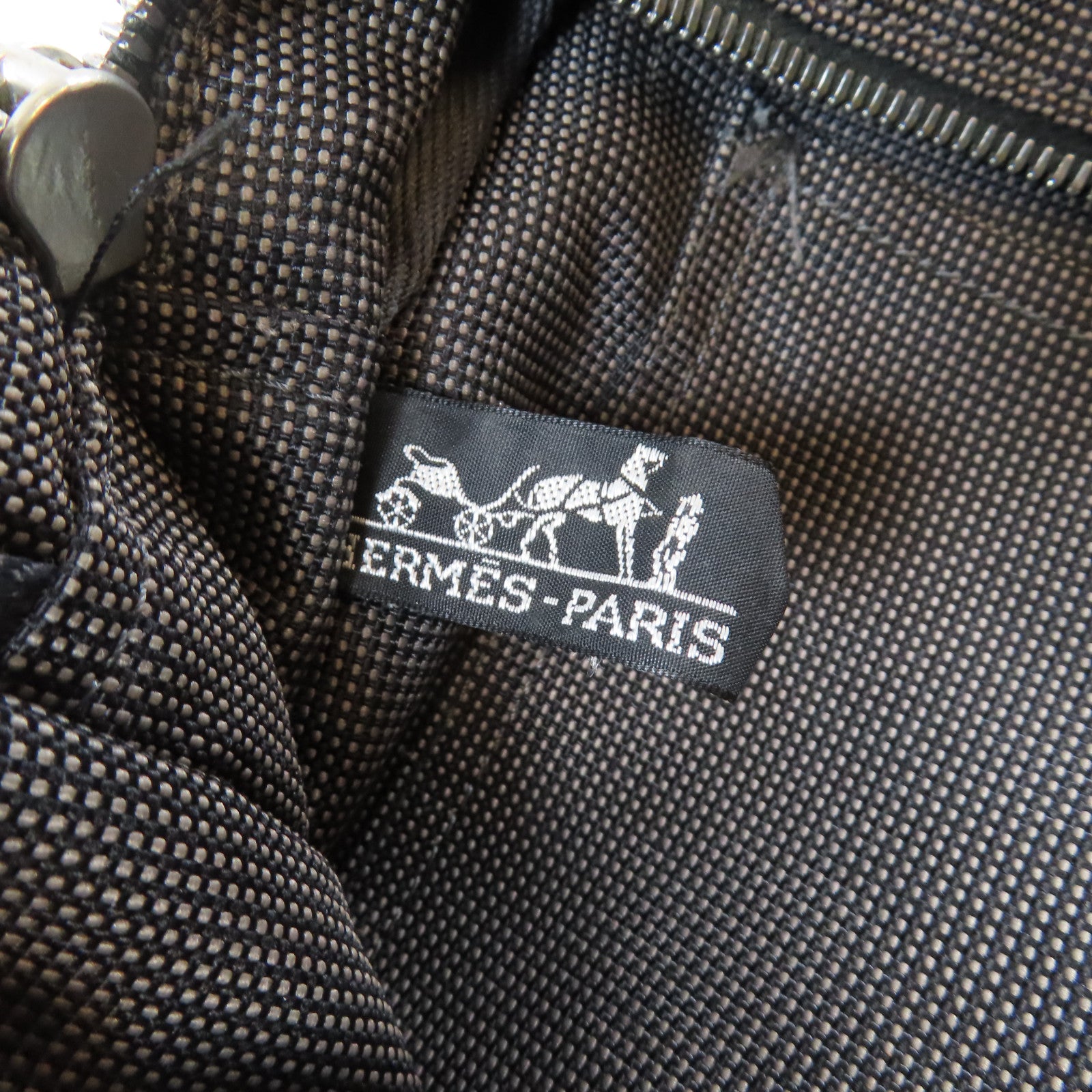 HERMES 帆布Herline Tote銀扣手挽袋啡色
