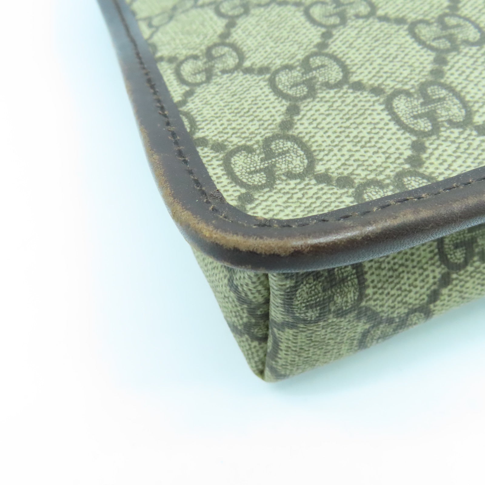 GUCCI 塗層帆布Shoulder Bag銀扣肩背袋棕色