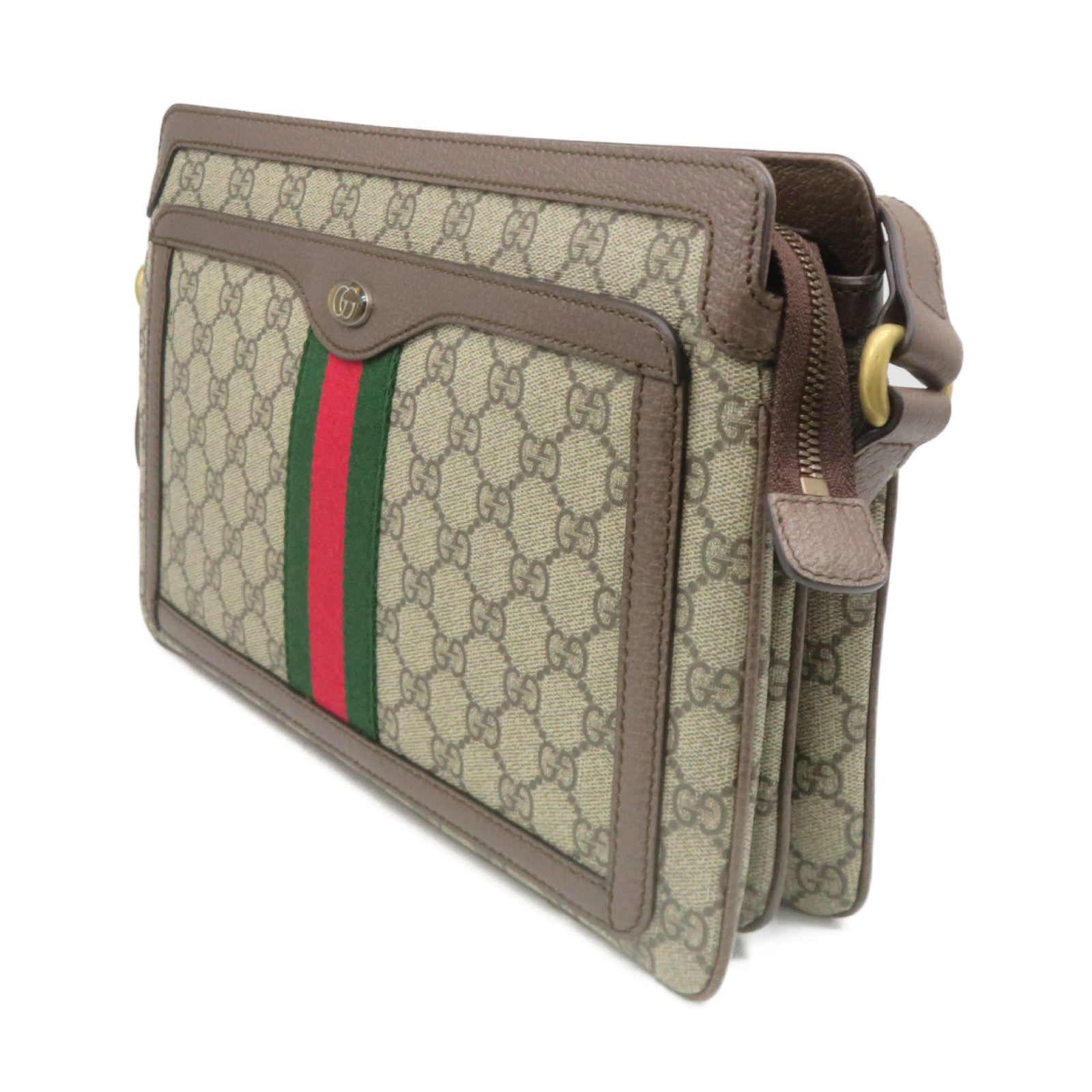 GUCCI 【激減優惠】塗層帆布Ophidia Shoulder Bag肩背袋啡色